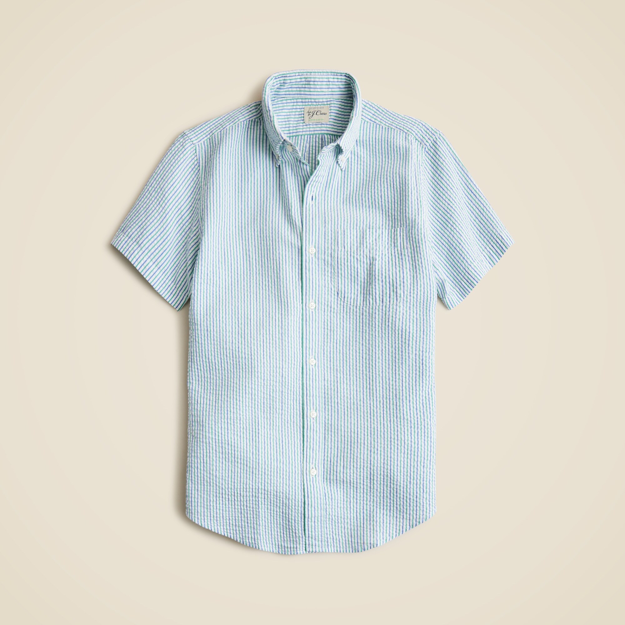  Short-sleeve yarn-dyed seersucker shirt