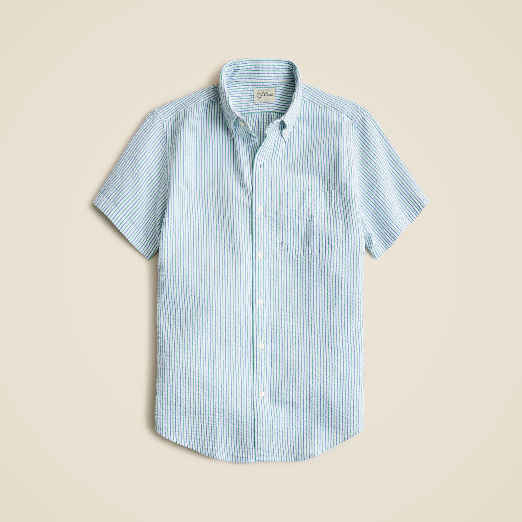 mens Short-sleeve yarn-dyed seersucker shirt