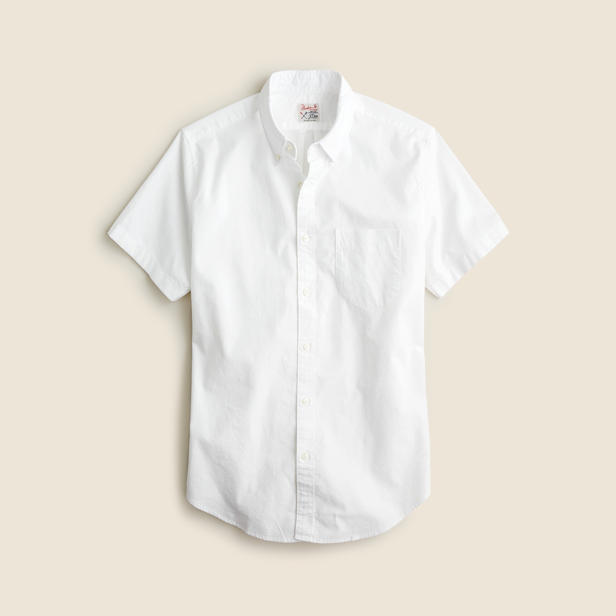 Slim short-sleeve Broken-in organic cotton oxford shirt