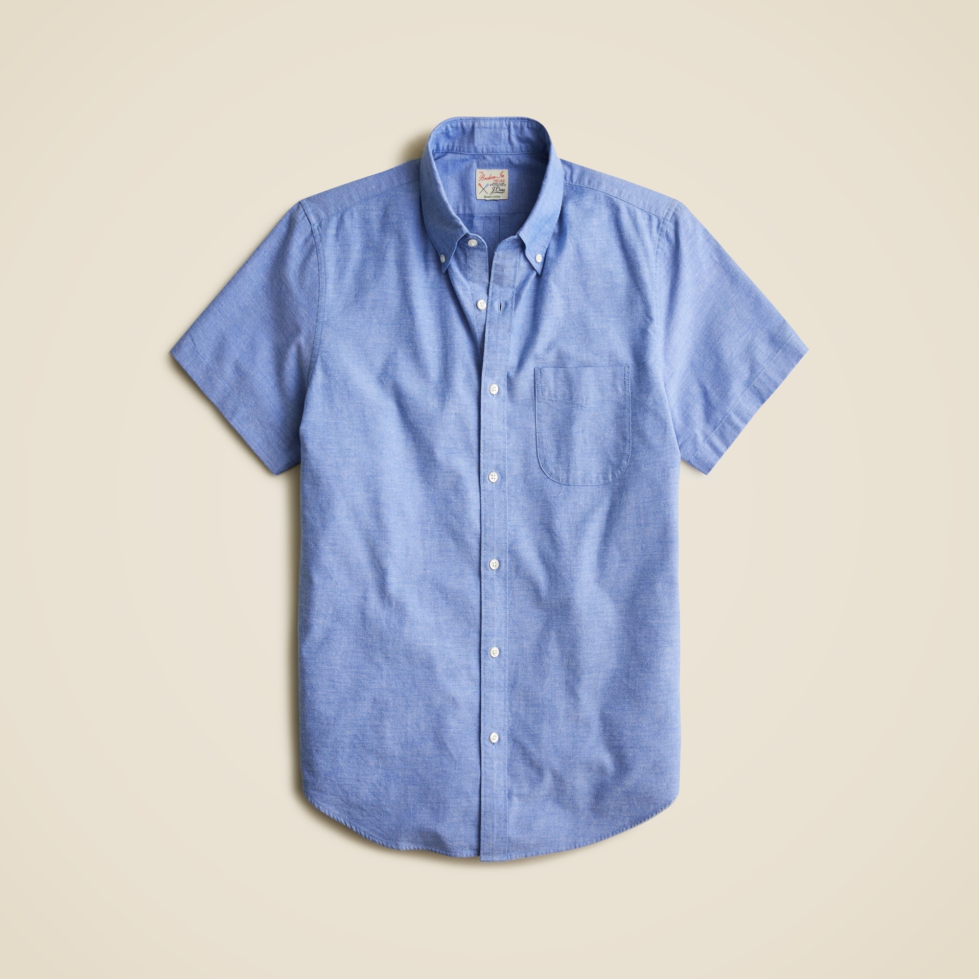 Short-sleeve Broken-in organic cotton oxford shirt