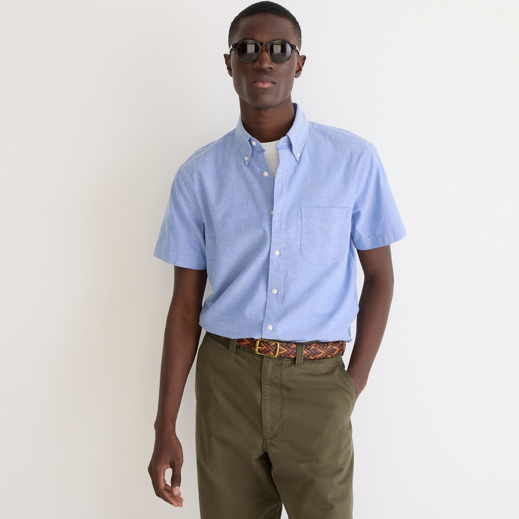  Slim short-sleeve Broken-in organic cotton oxford shirt