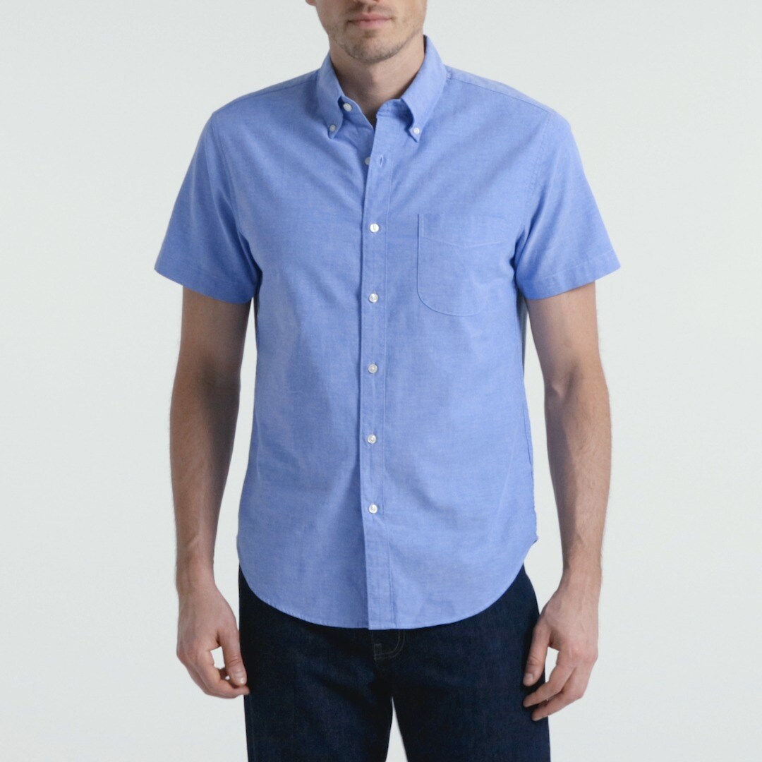 Short-sleeve Broken-in organic cotton oxford shirt