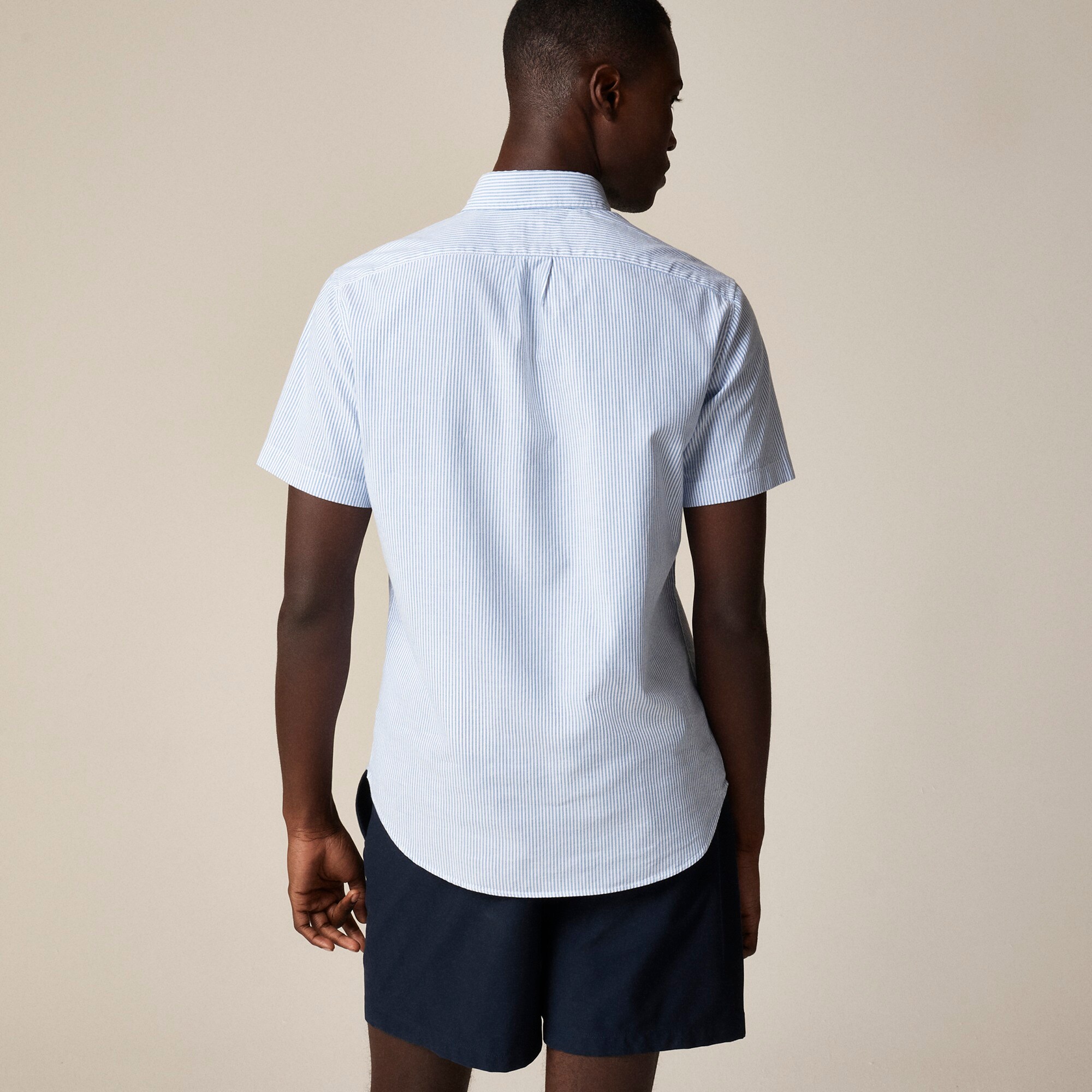 Short-sleeve Broken-in organic cotton oxford shirt