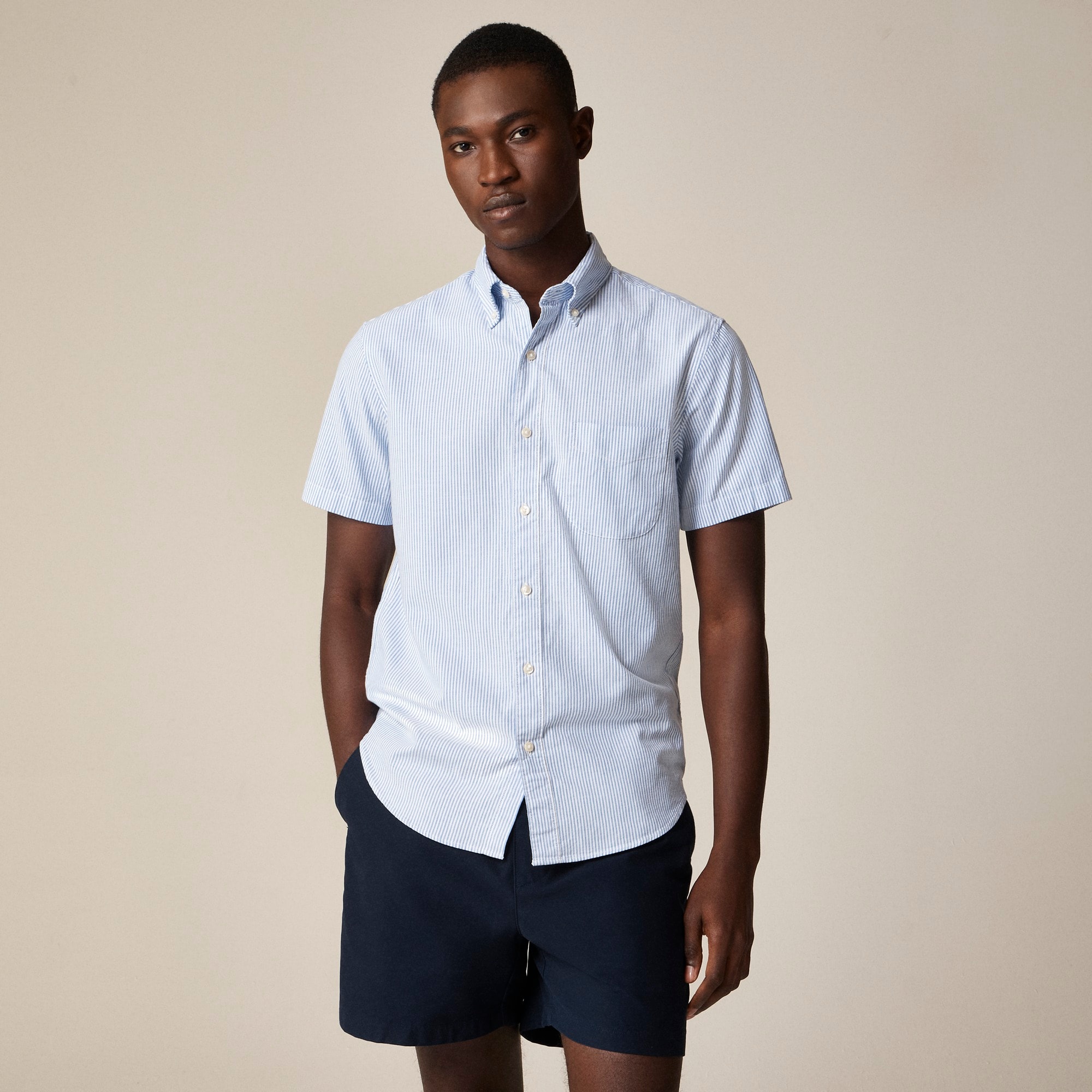  Short-sleeve Broken-in organic cotton oxford shirt