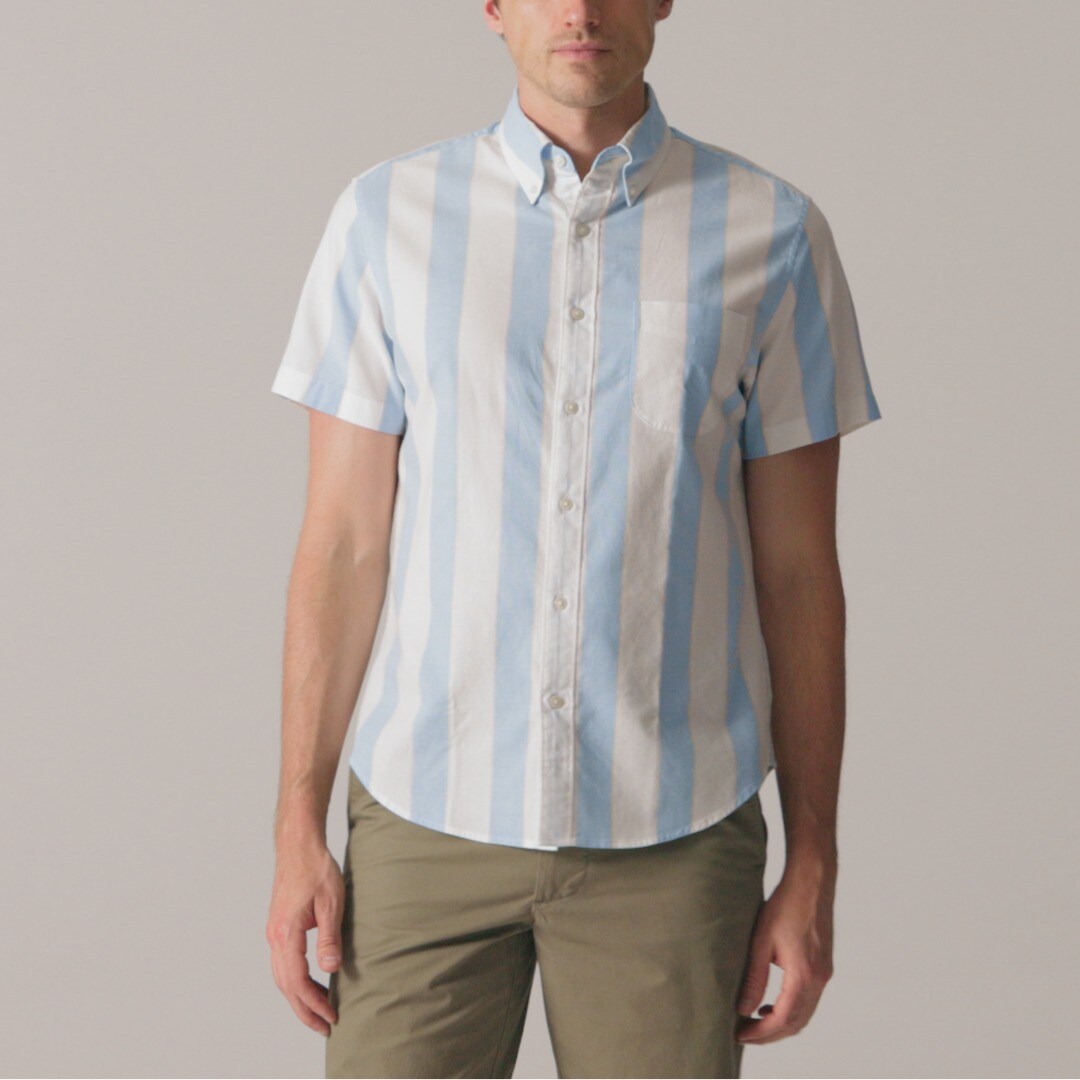 Short-sleeve Broken-in organic cotton oxford shirt