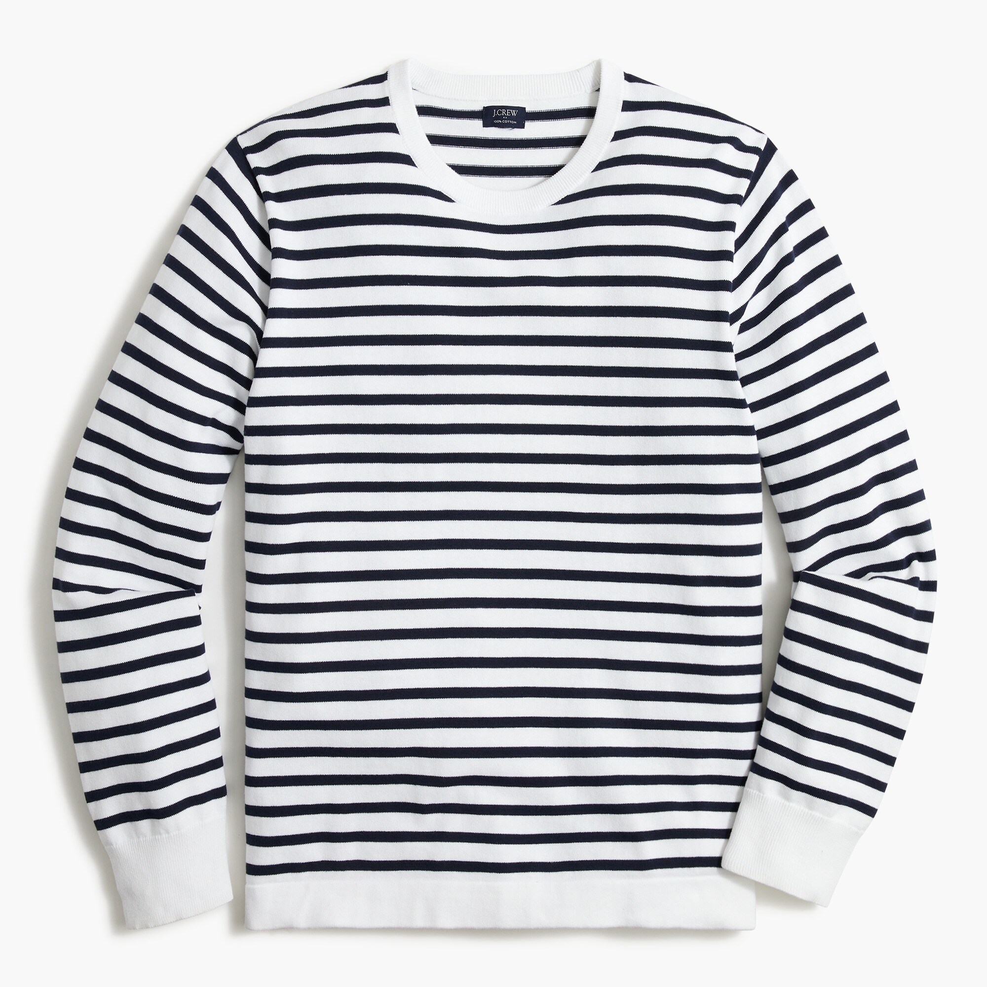 mens Long-sleeve striped cotton crewneck sweater
