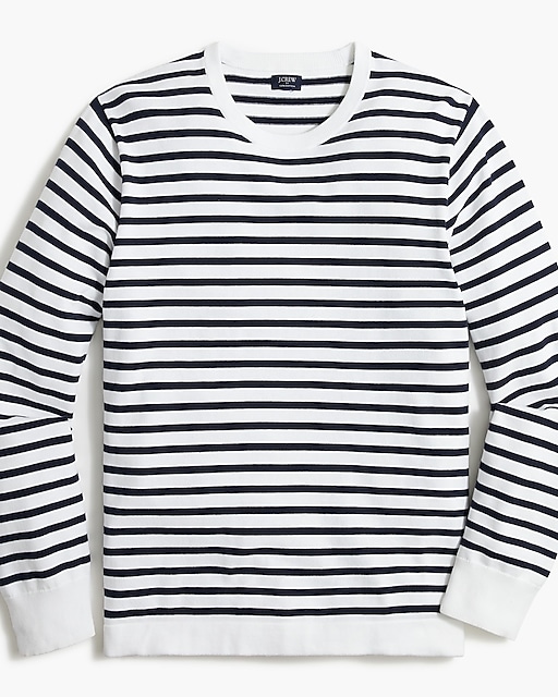  Long-sleeve striped cotton crewneck sweater