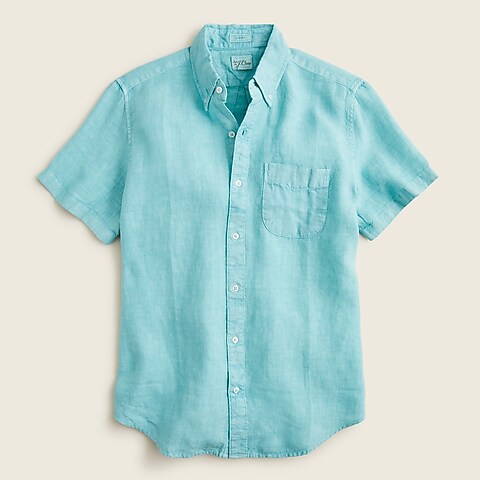  Short-sleeve Baird McNutt garment-dyed Irish linen shirt
