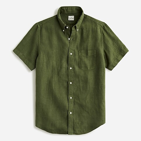 mens Short-sleeve Baird McNutt garment-dyed Irish linen shirt