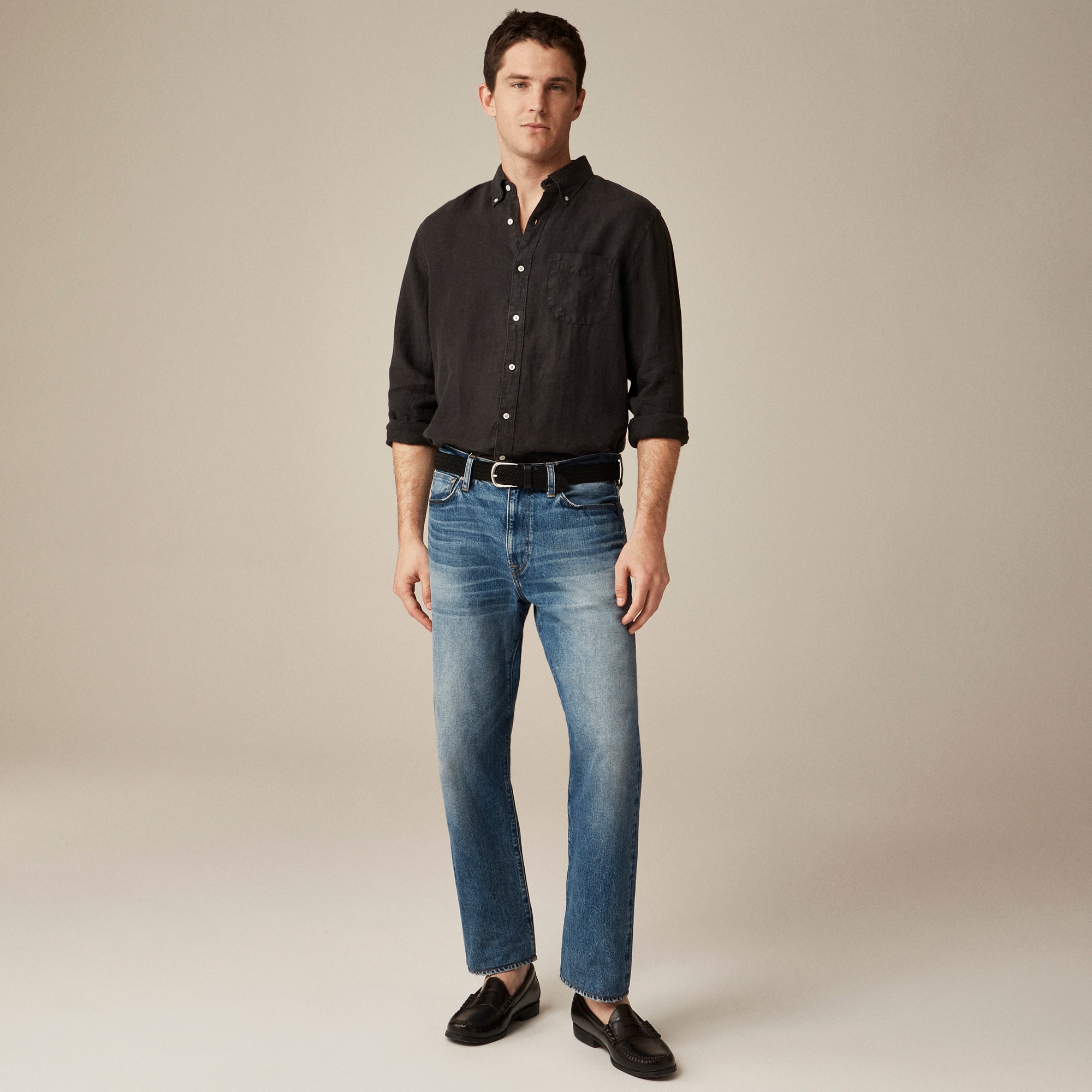 j crew black dress shirt Black Work Shirts