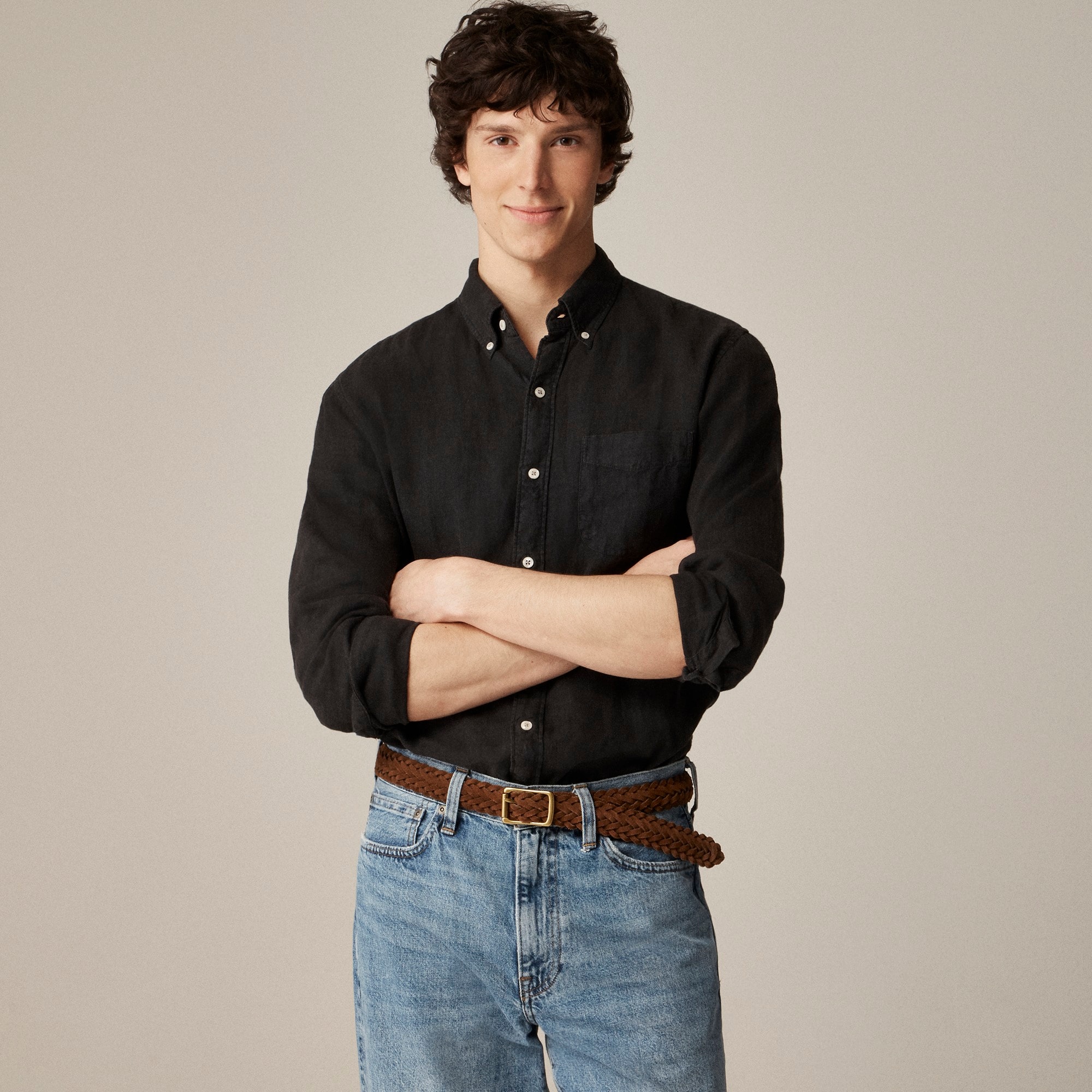  Tall Baird McNutt garment-dyed Irish linen shirt