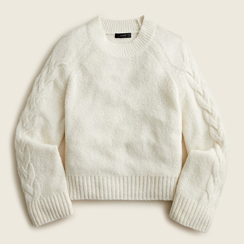 J.Crew: Cashmere Bouclé Cable-sleeve Sweater For Women