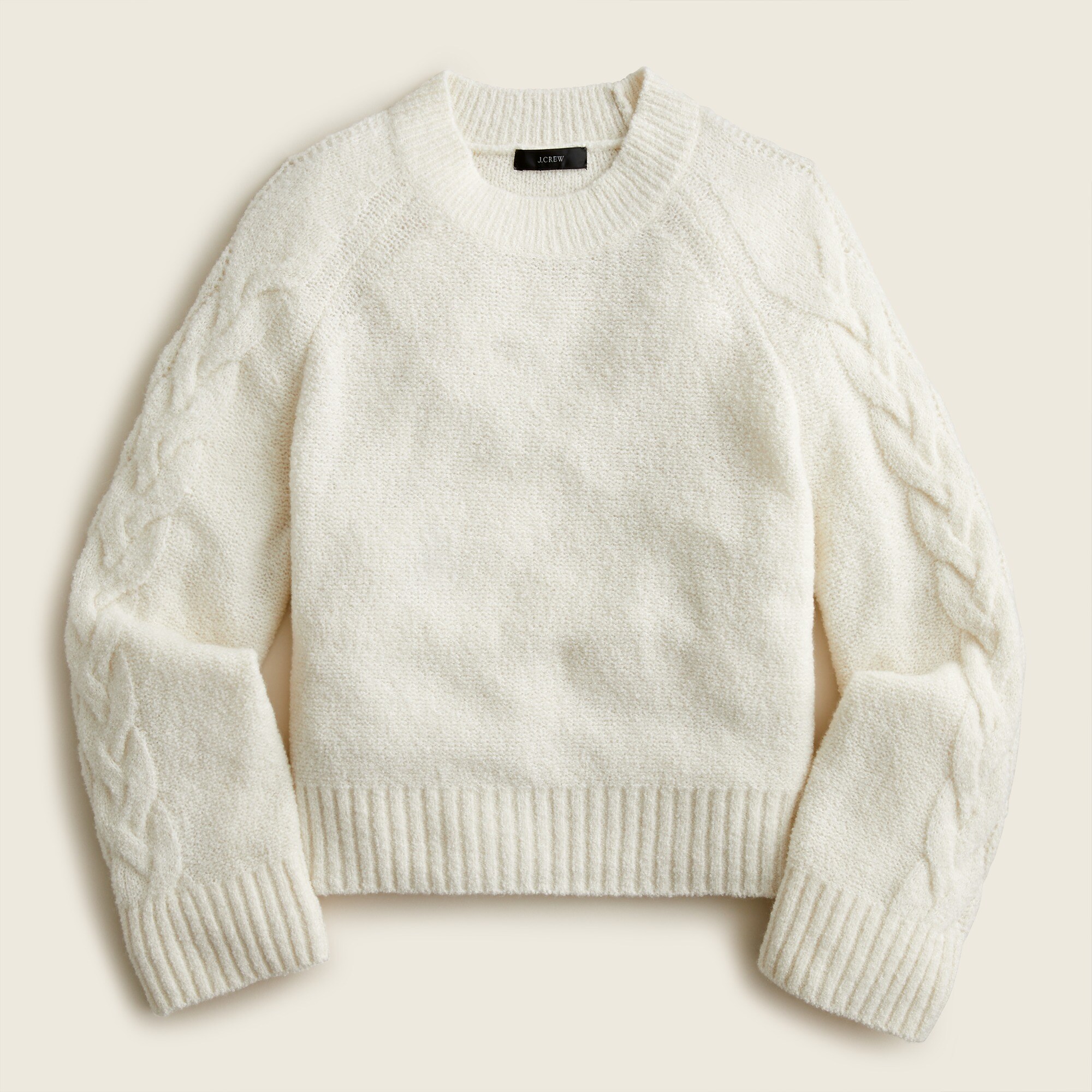 Cashmere bouclé cable-sleeve sweater