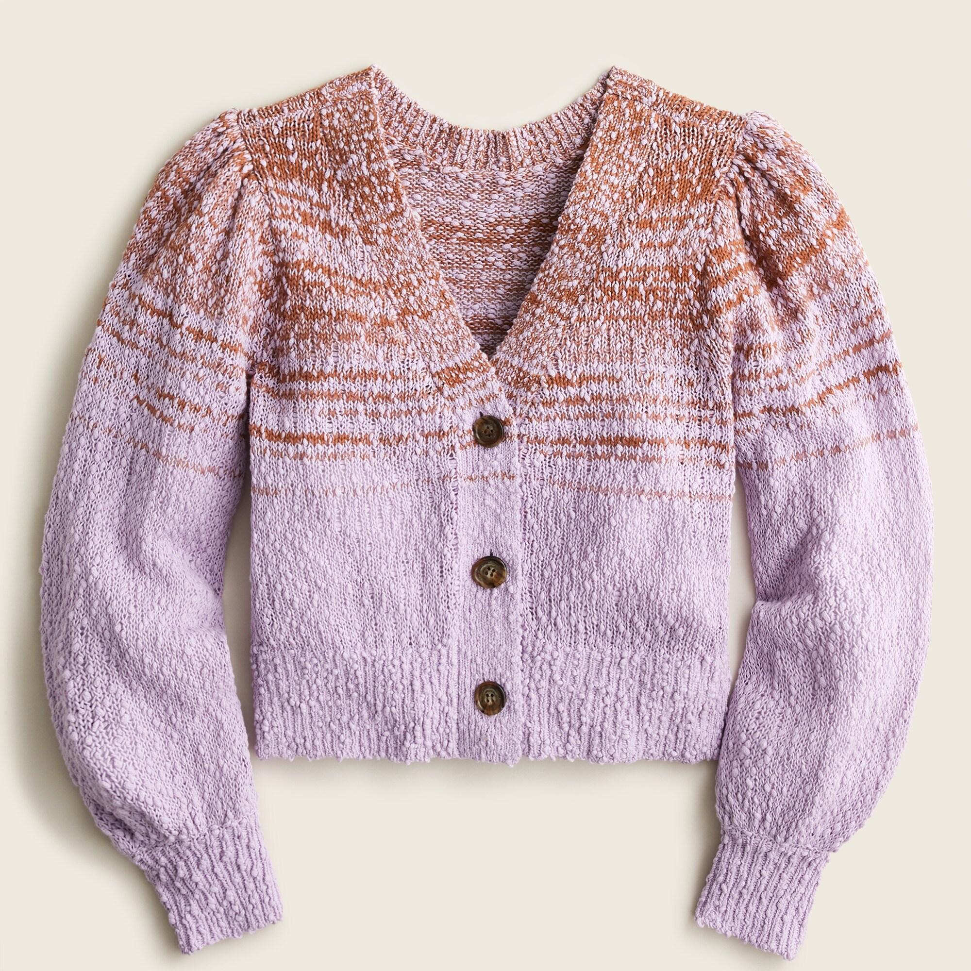 Reversible space-dyed cardigan sweater