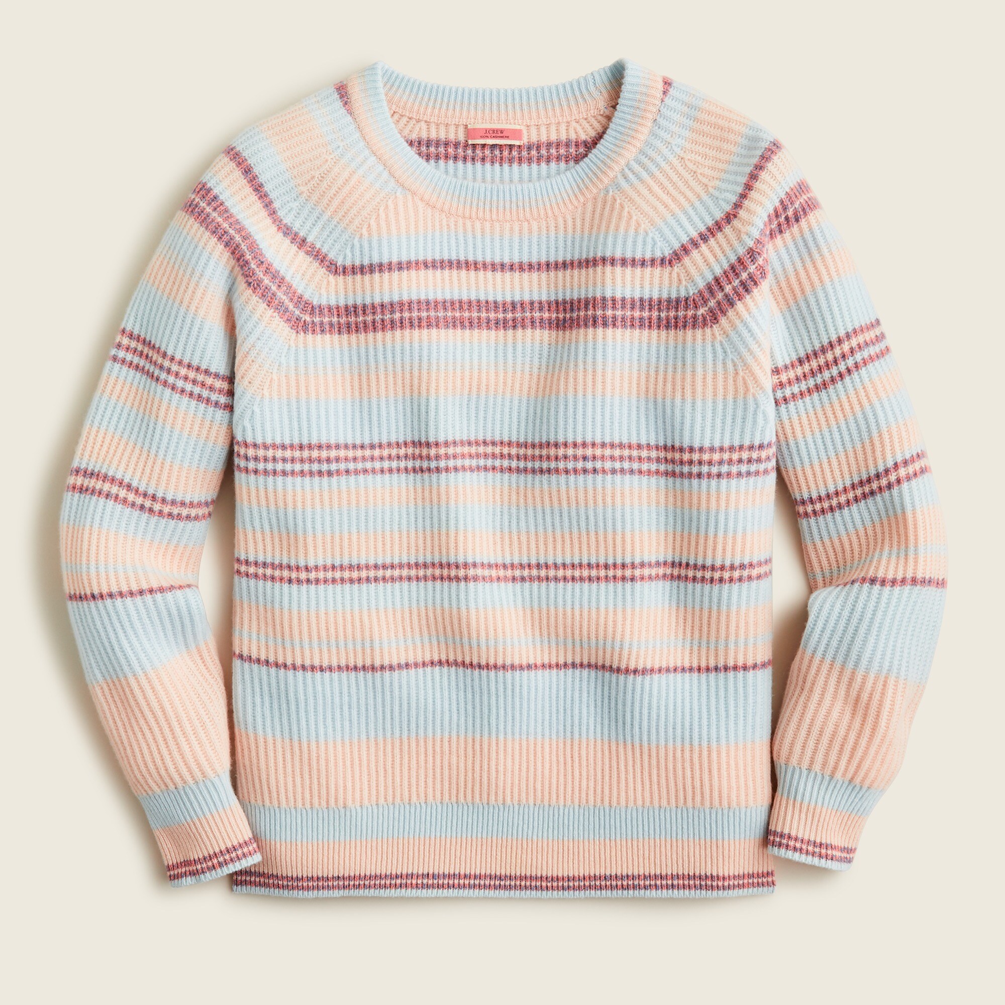 Cashmere ribbed crewneck sweatshirt in stripe
