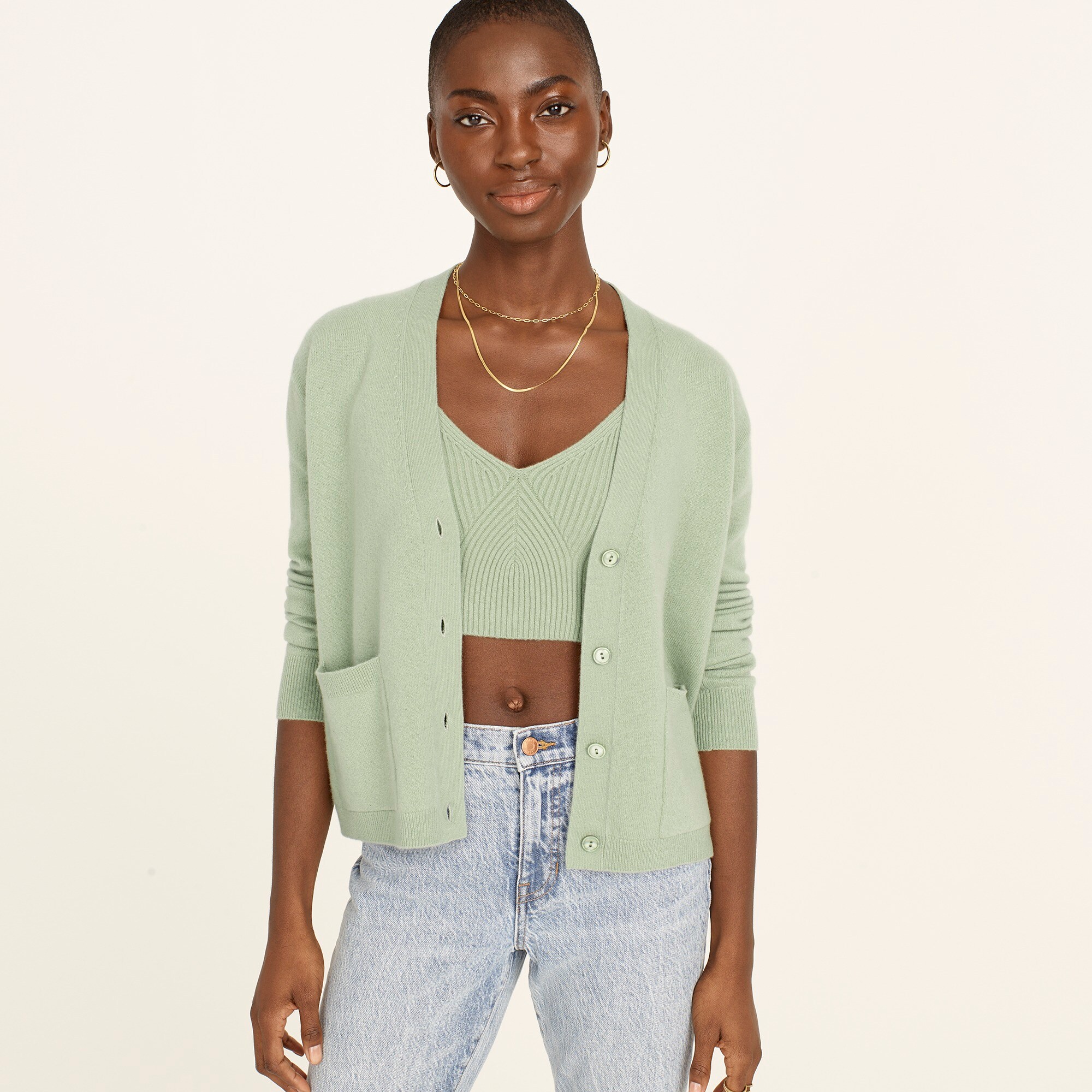  Cashmere patch-pocket cardigan sweater