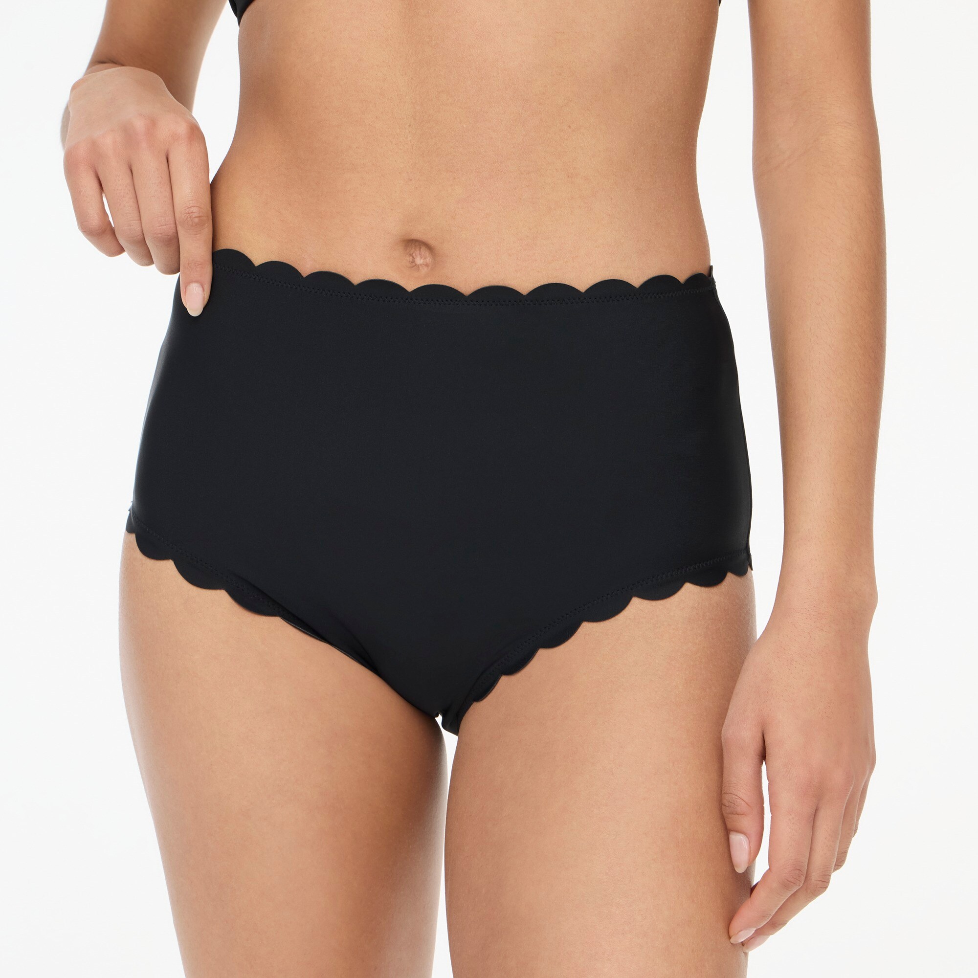 High-rise scalloped bikini bottom