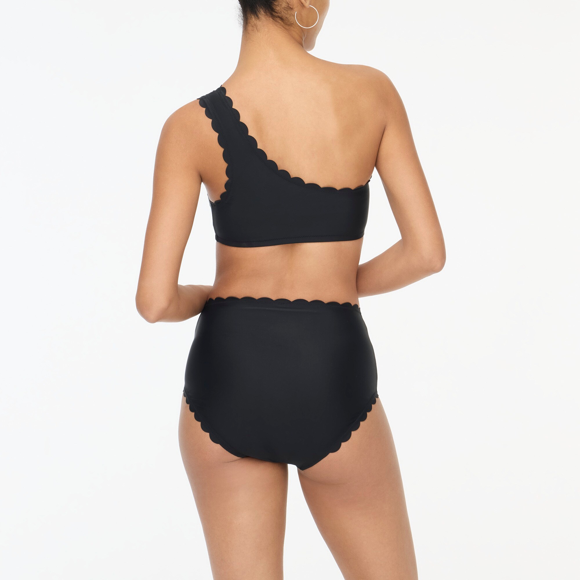 High-rise scalloped bikini bottom