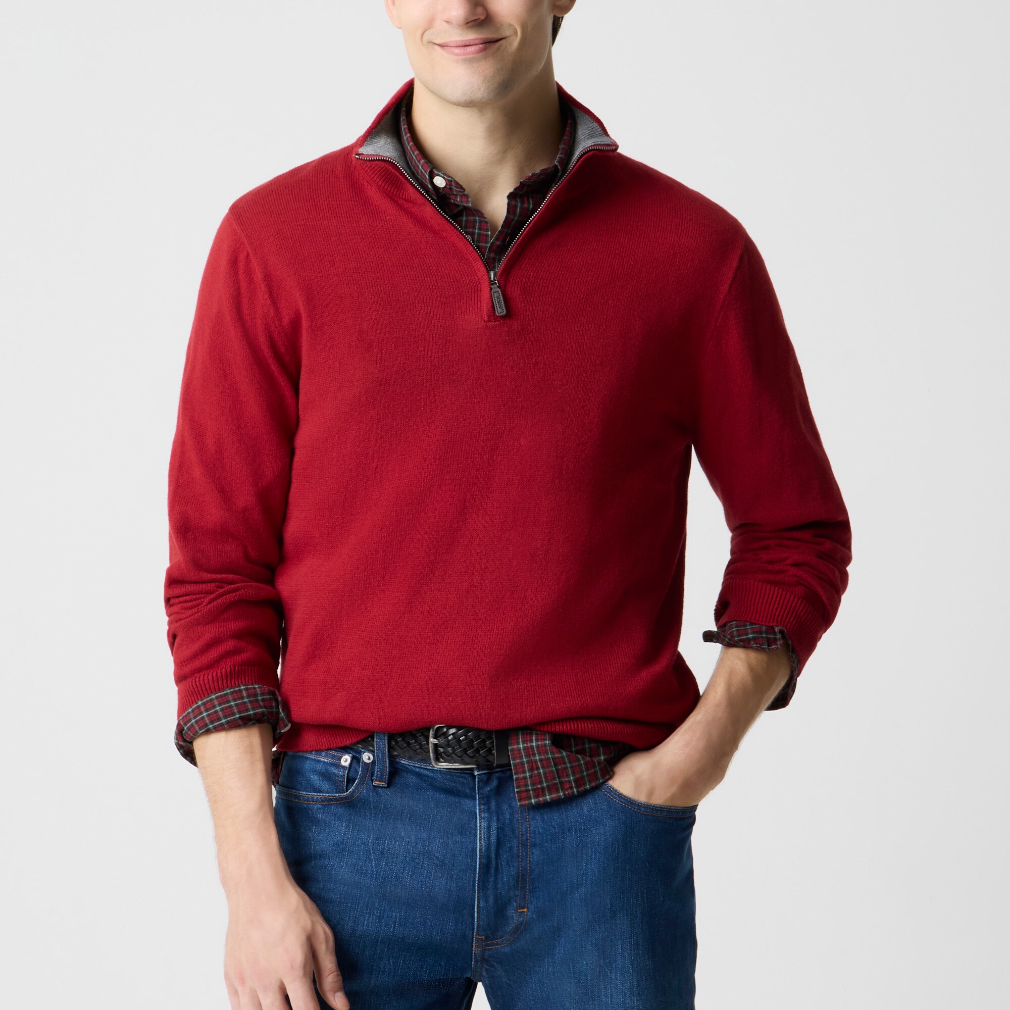 Cotton half-zip sweater