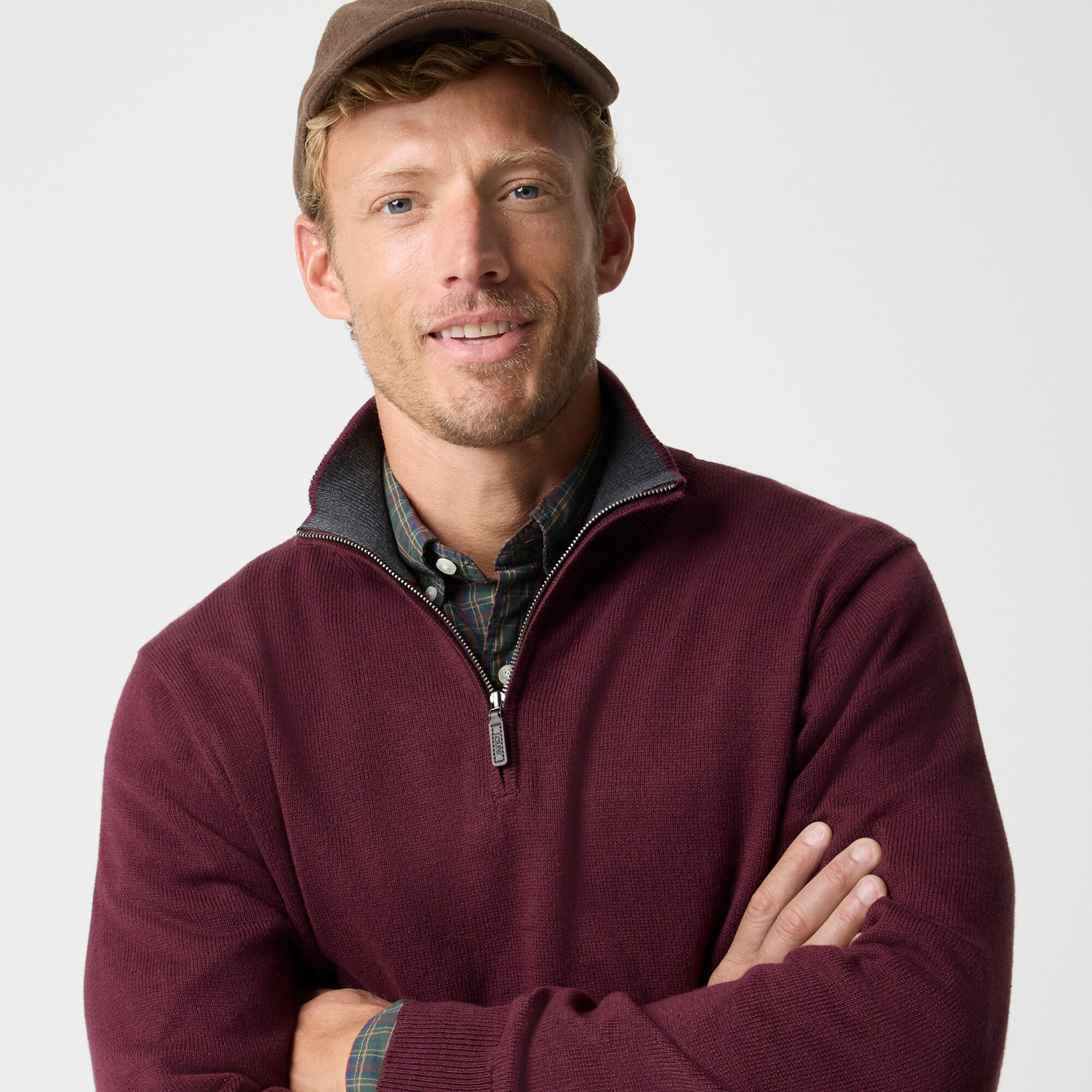 Cotton half-zip sweater