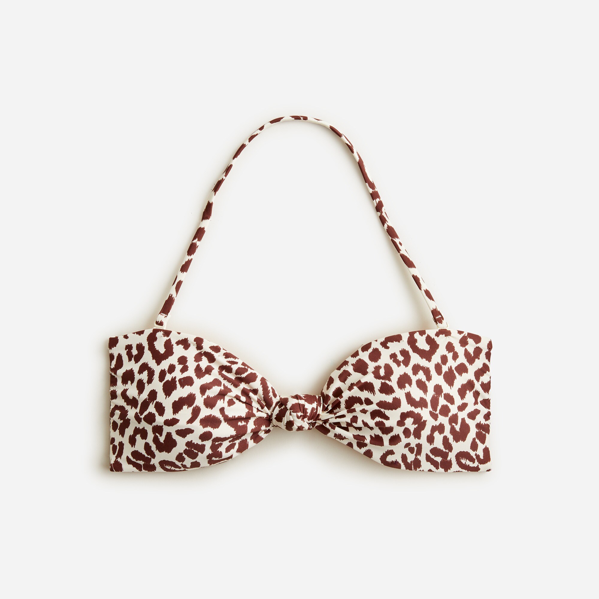 Knot bandeau bikini top in leopard print