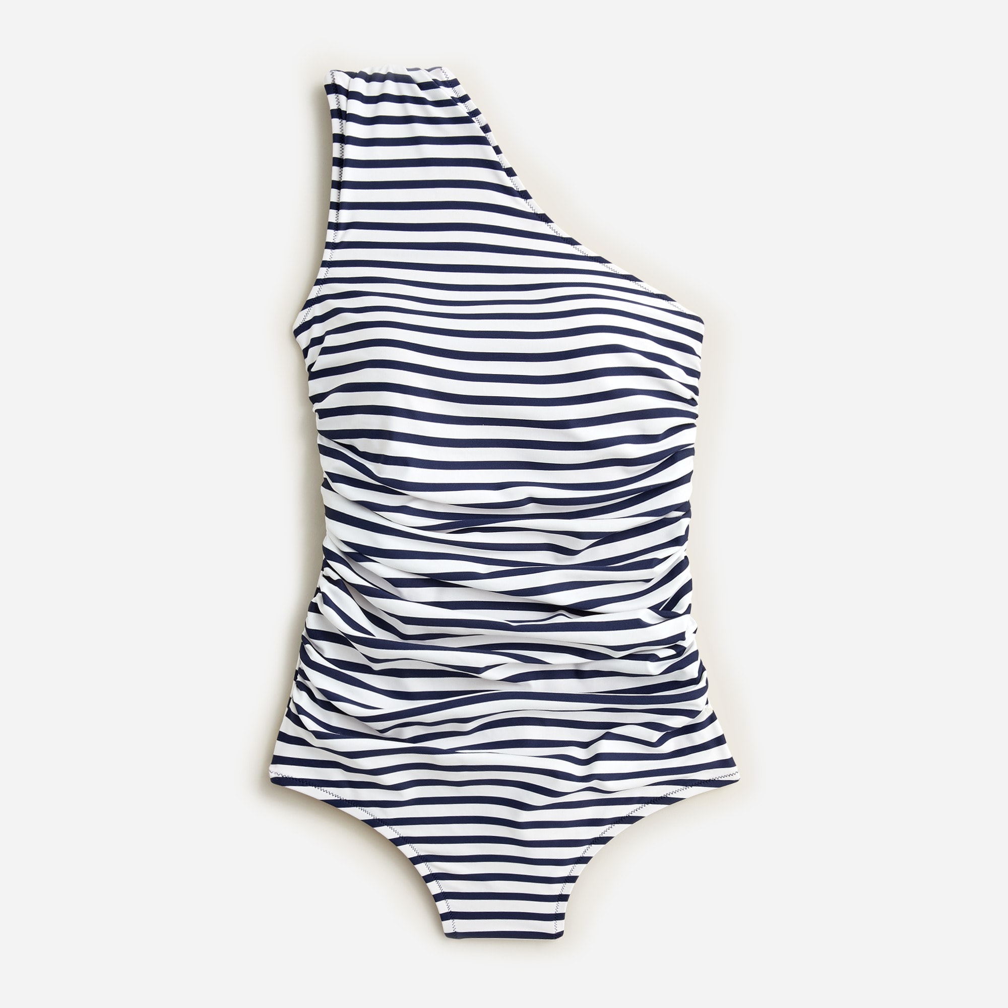  Ruched one-shoulder one-piece in stripe