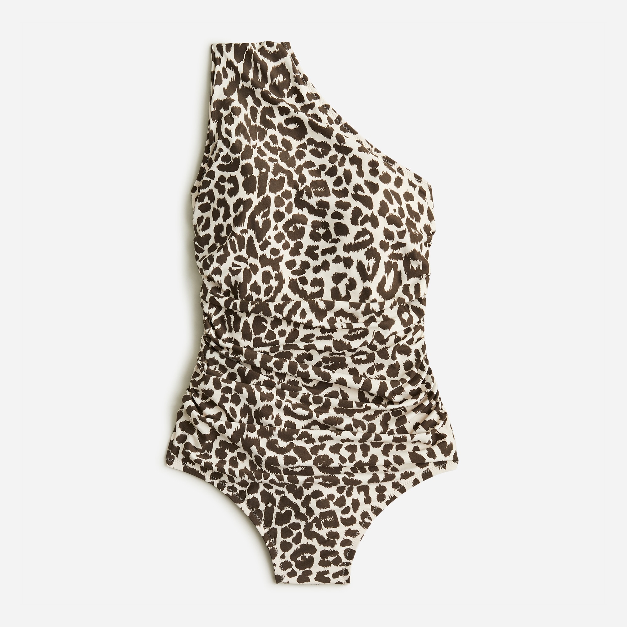  Ruched one-shoulder one-piece in leopard