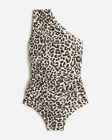 womens Ruched one-shoulder one-piece in leopard