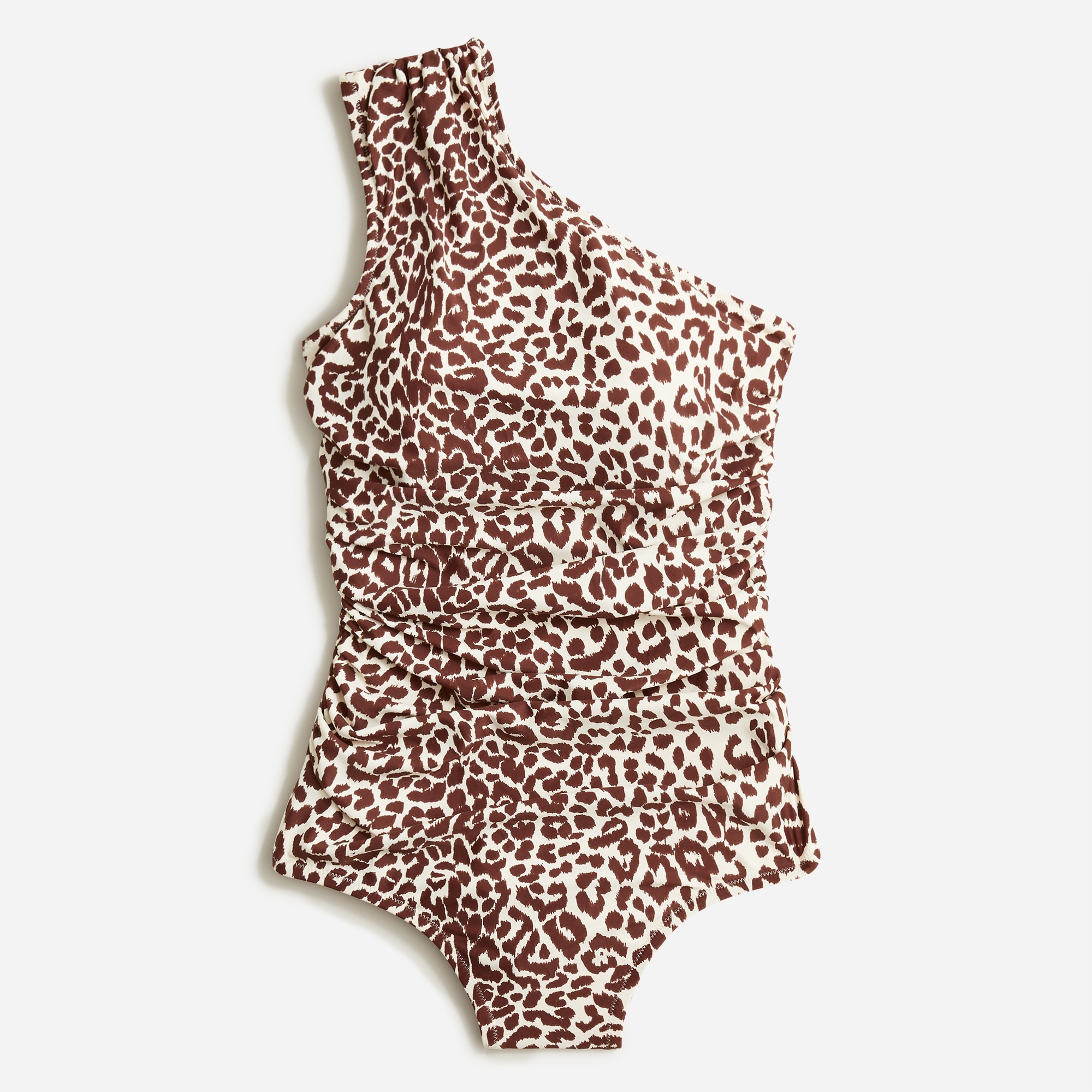 Ruched One-shoulder One-piece In Leopard For Women | J.Crew