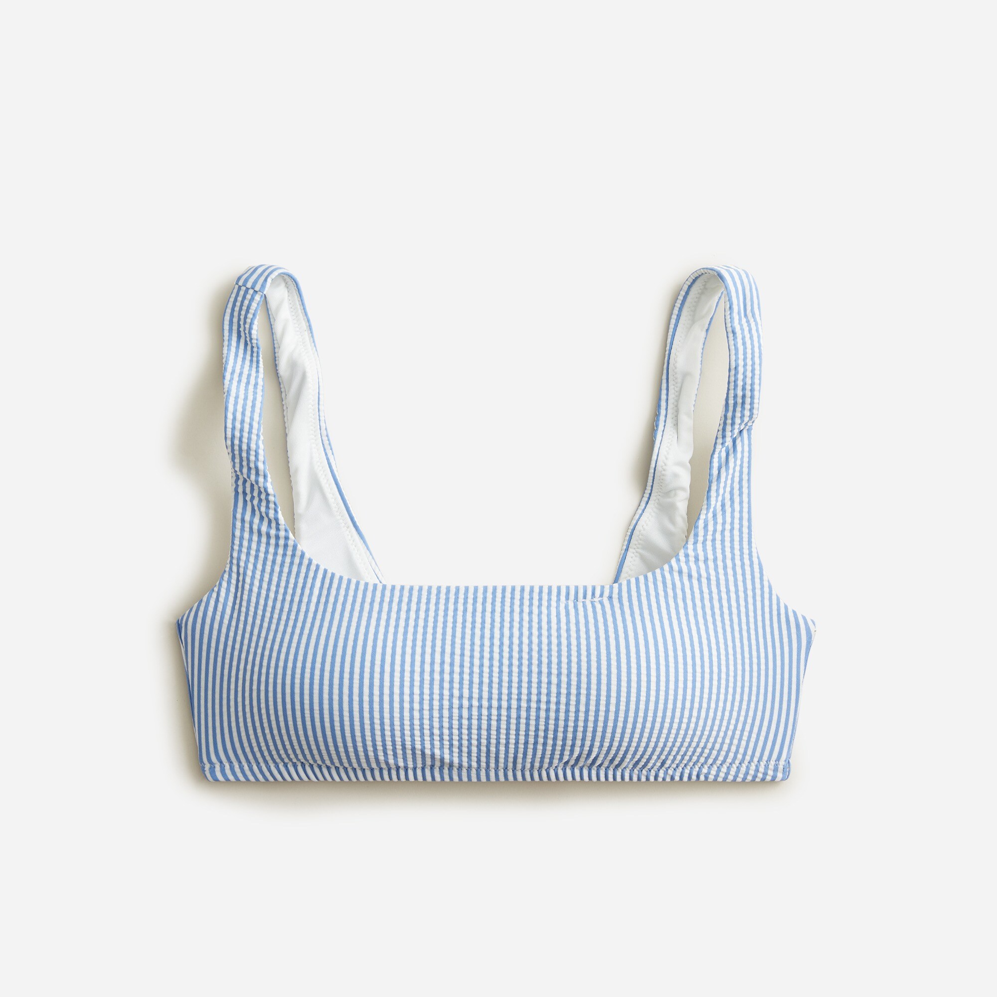 Squareneck Bikini Top In Seersucker For Women | J.Crew