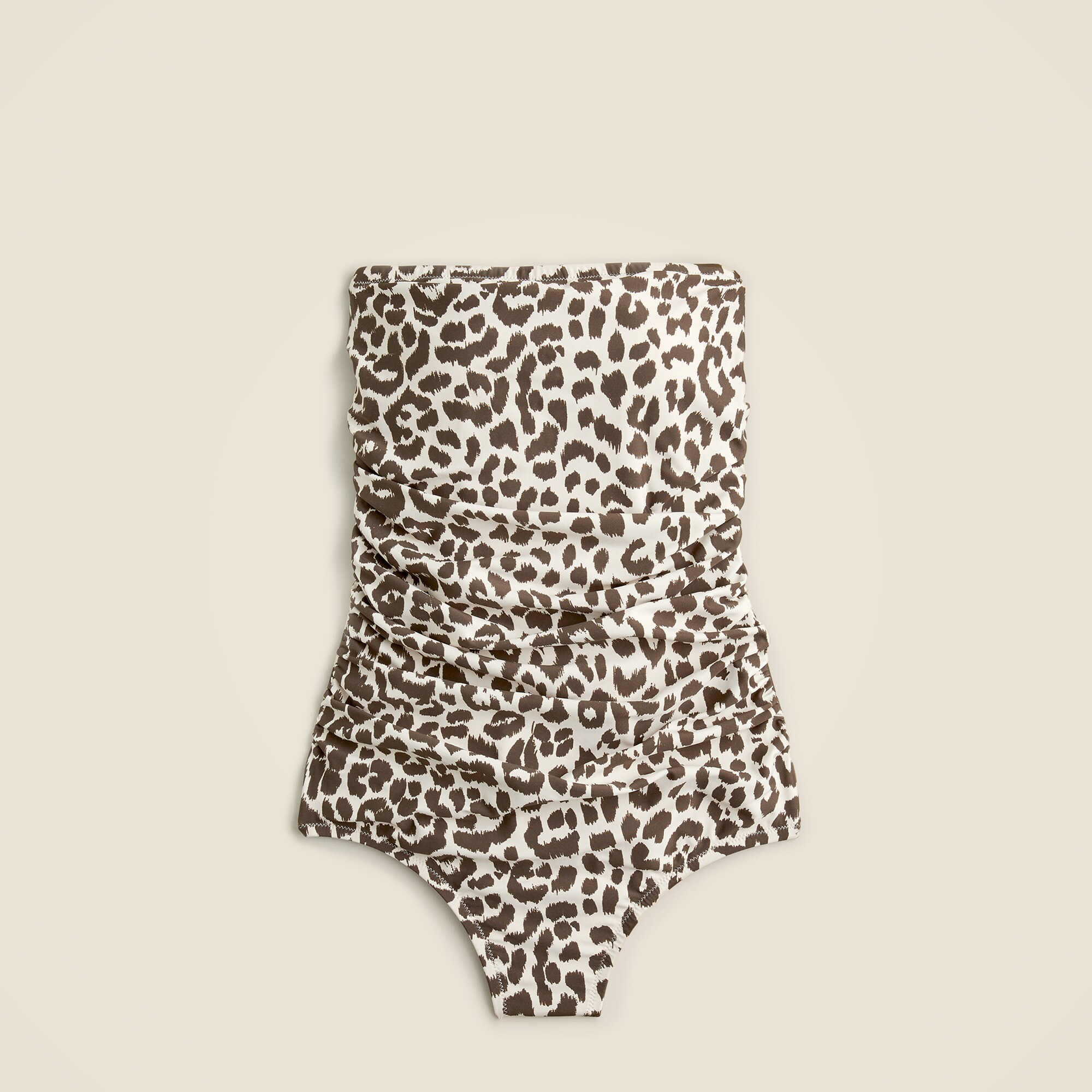 Ruched bandeau one-piece in leopard print