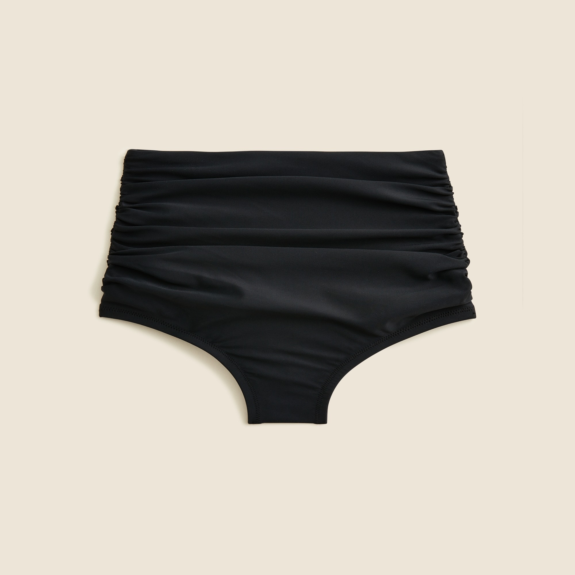 Ruched high-rise full-coverage bikini bottom