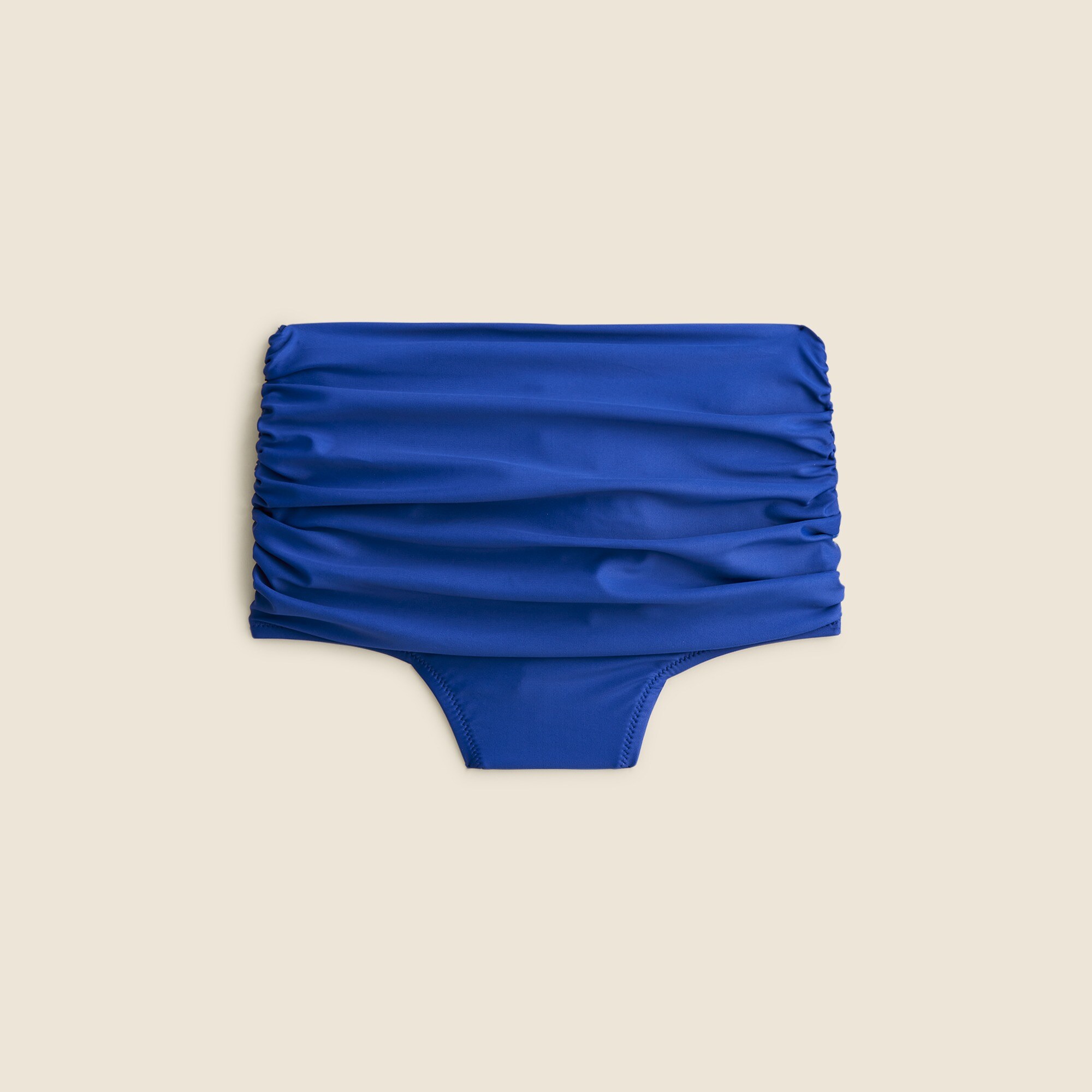 Ruched high-rise full-coverage bikini bottom