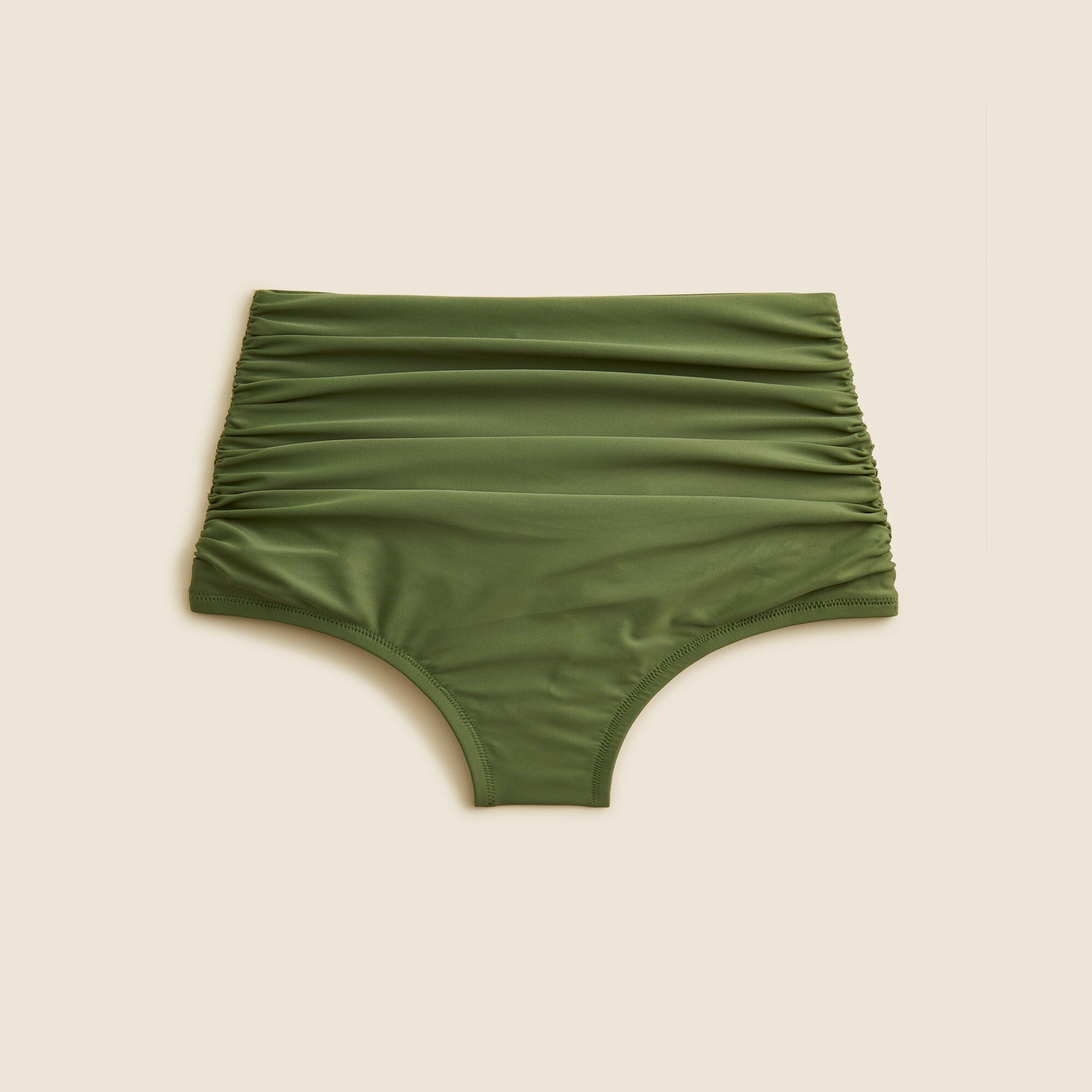 Ruched high rise full coverage bikini bottom