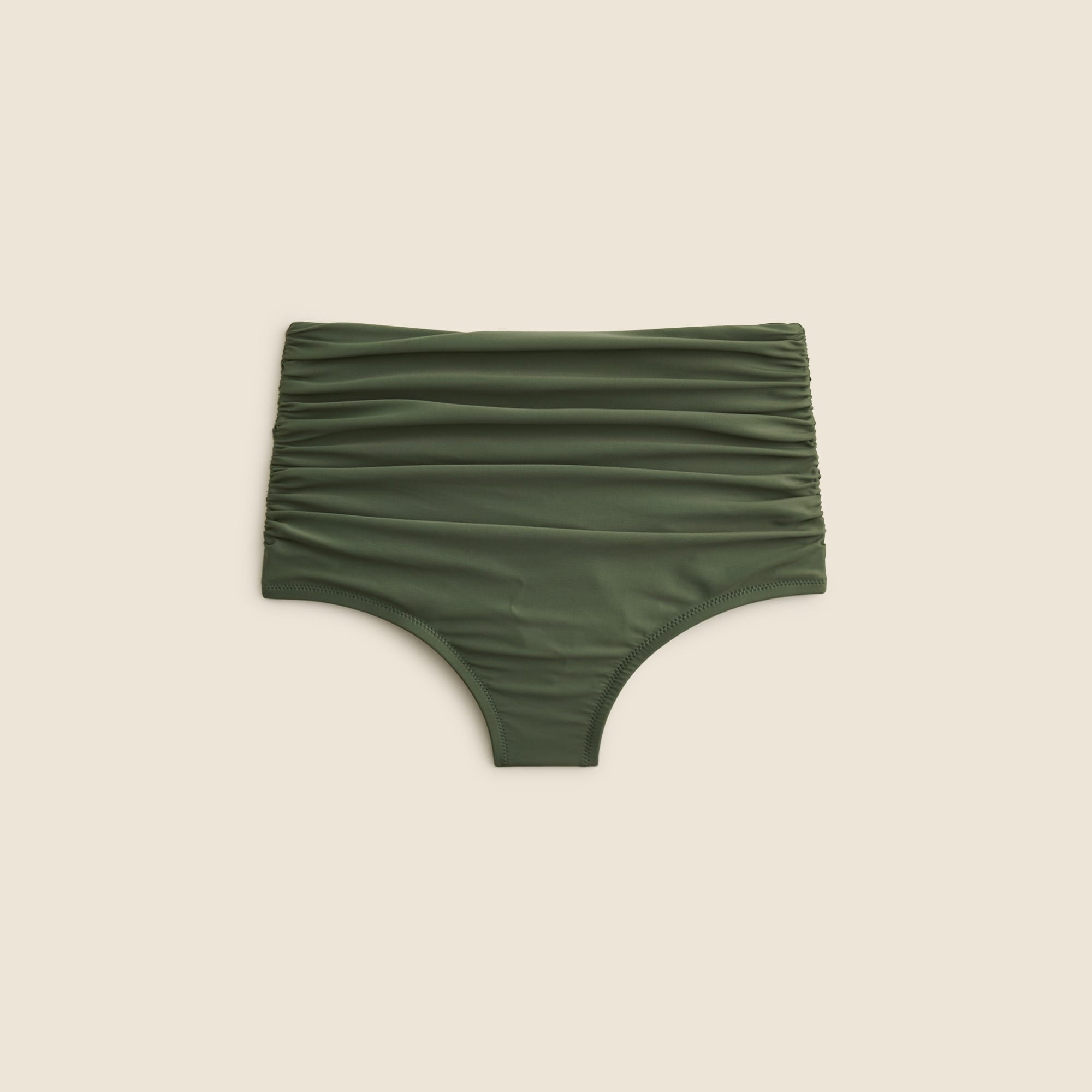  Ruched high-rise full-coverage bikini bottom
