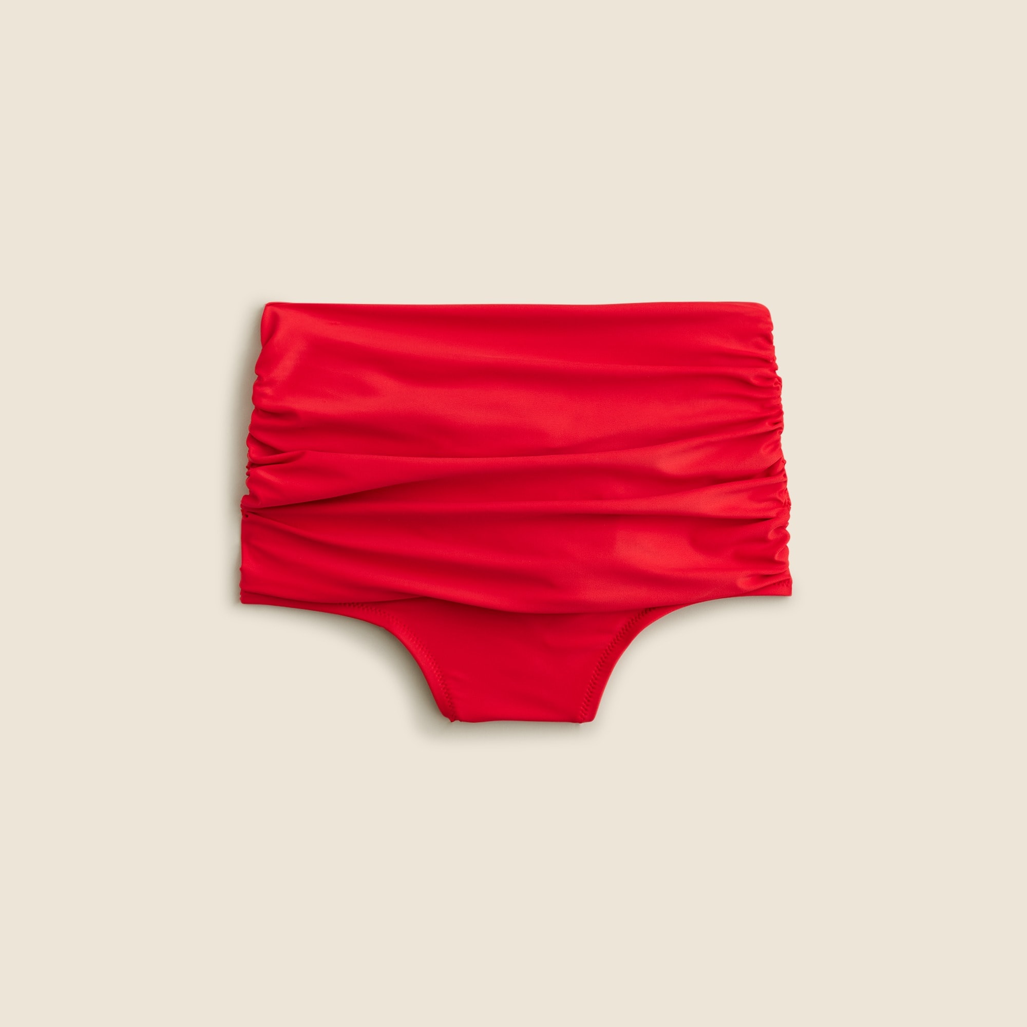  Ruched high-rise full-coverage bikini bottom
