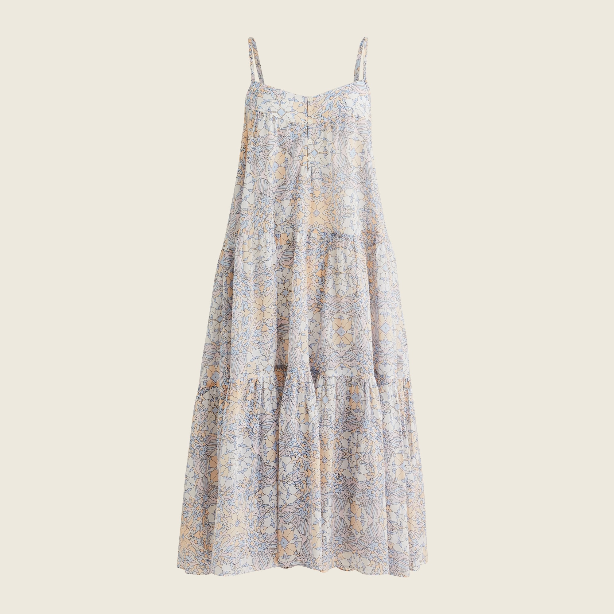 J.Crew: Tiered Button-front Maxi Dress In Kaleidoscope Print