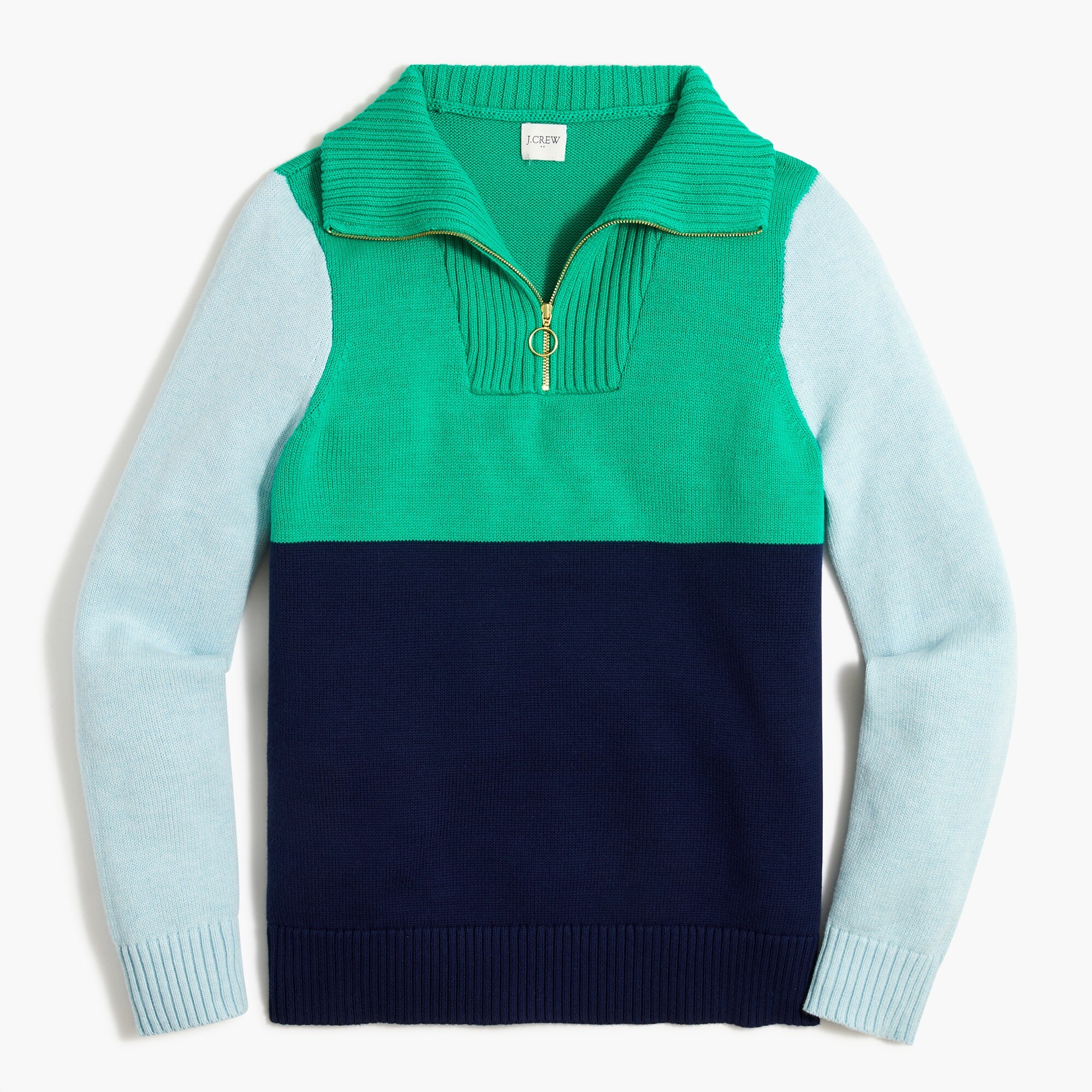 Wide-collar zip sweater