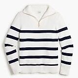 Striped wide-collar zip sweater