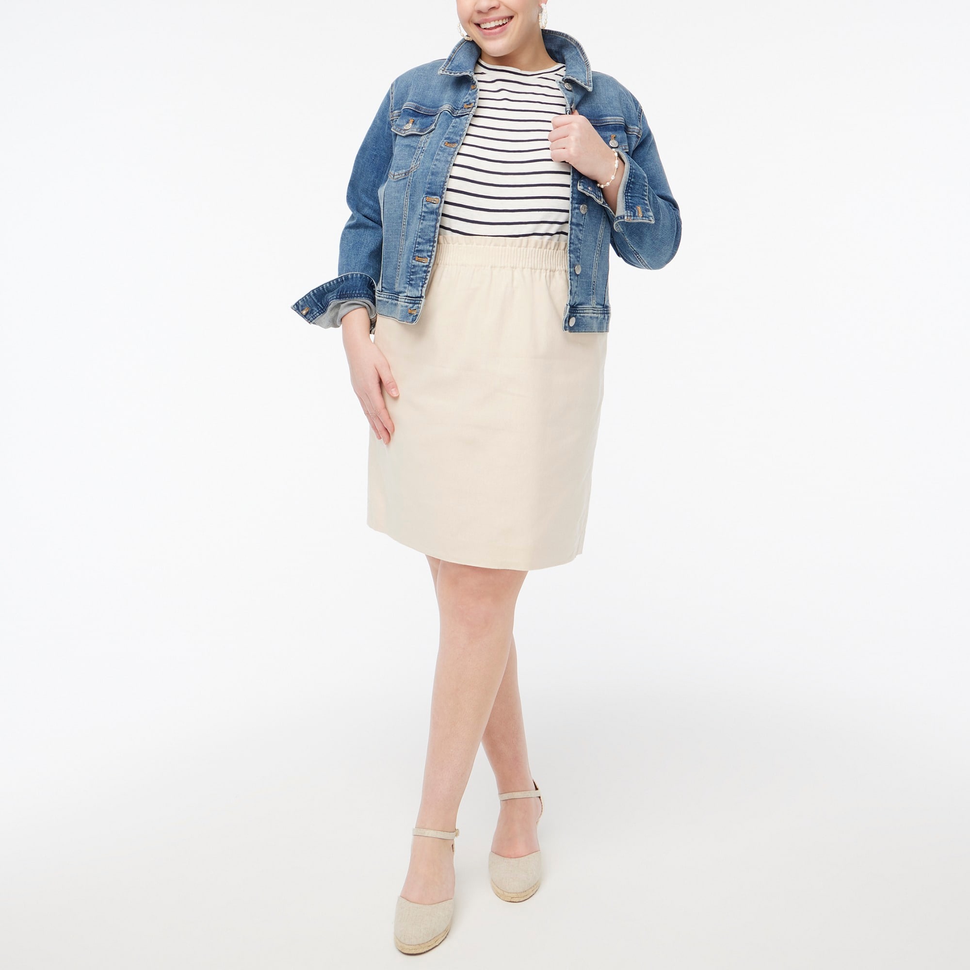Linen-cotton blend city skirt