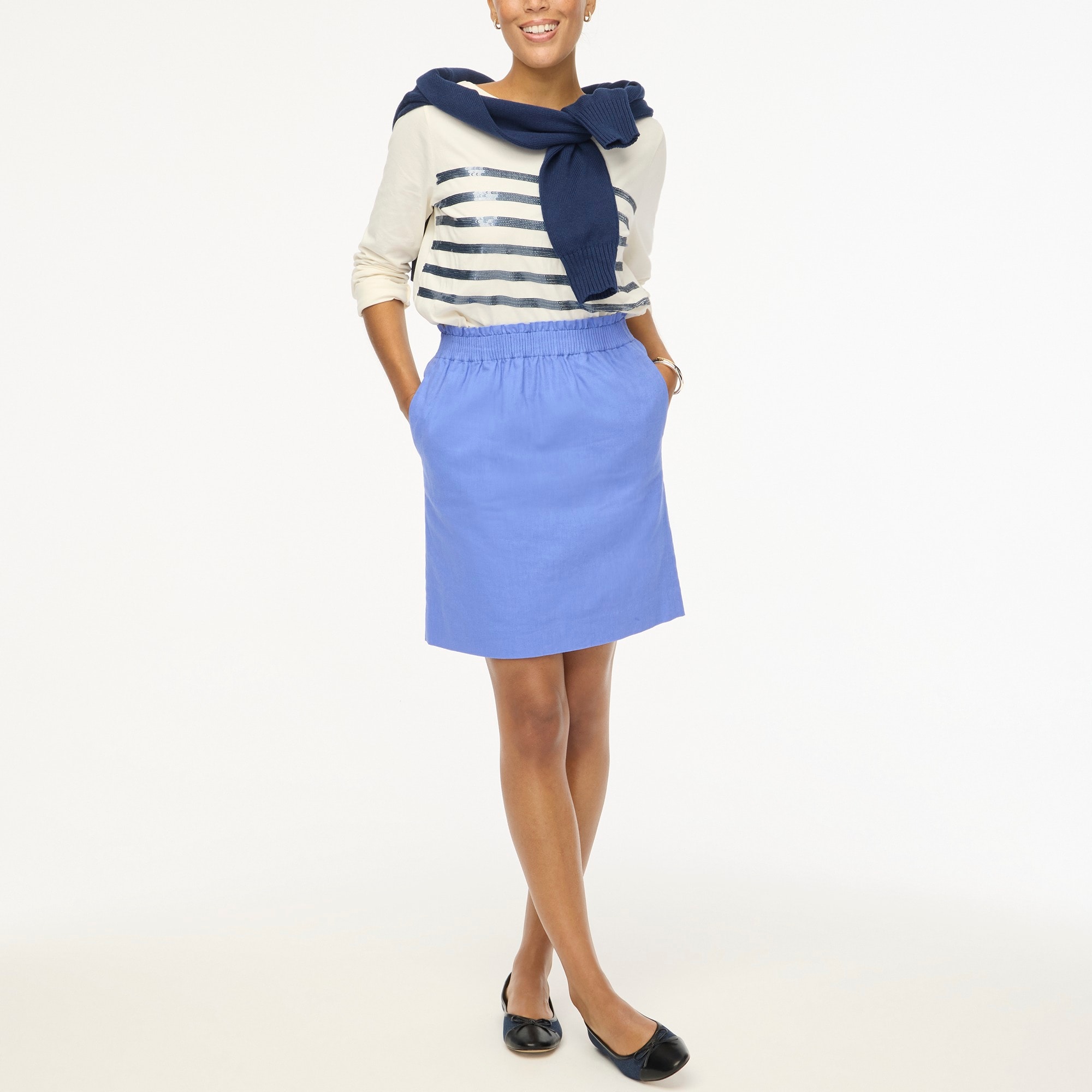 Linen-cotton blend city skirt