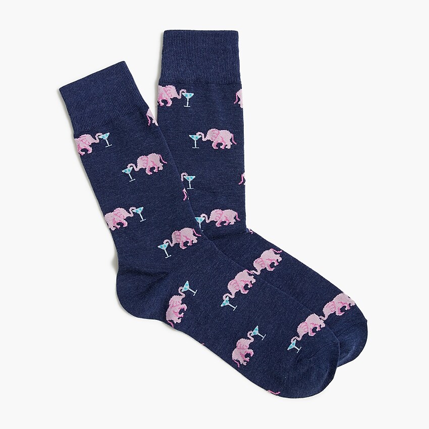factory: elephants with martini socks for men, right side, view zoomed
