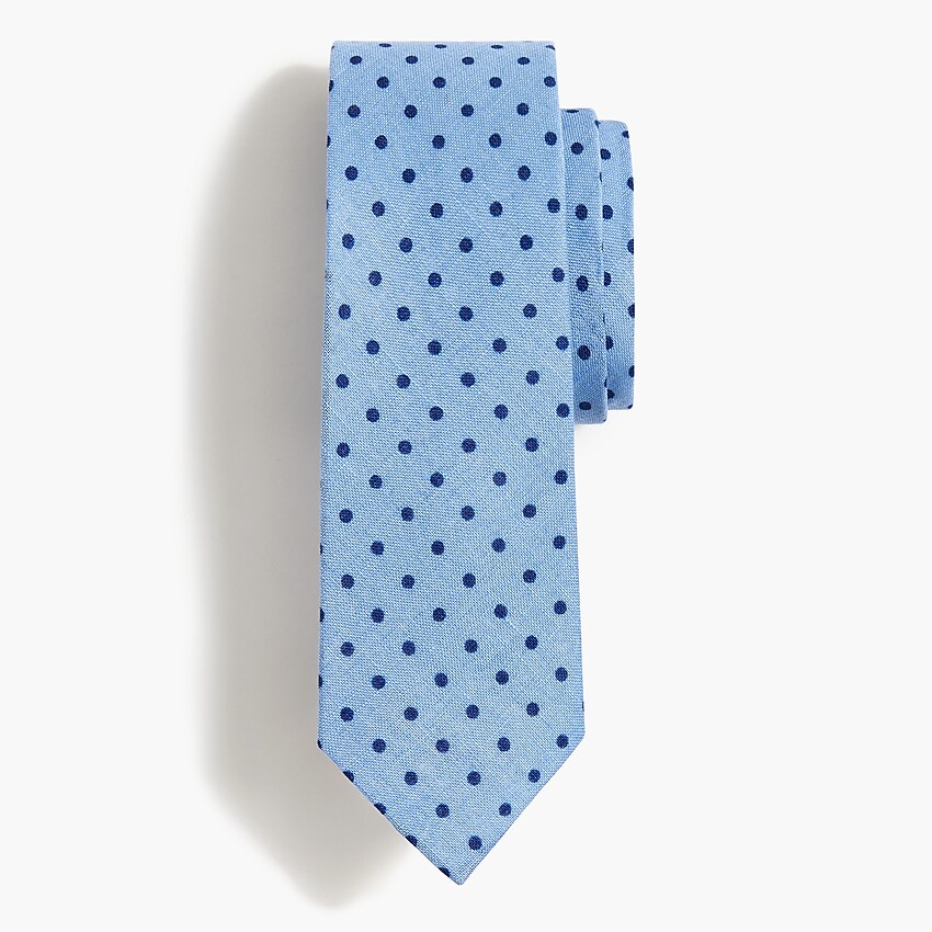 factory: blue polka-dot tie for men, right side, view zoomed