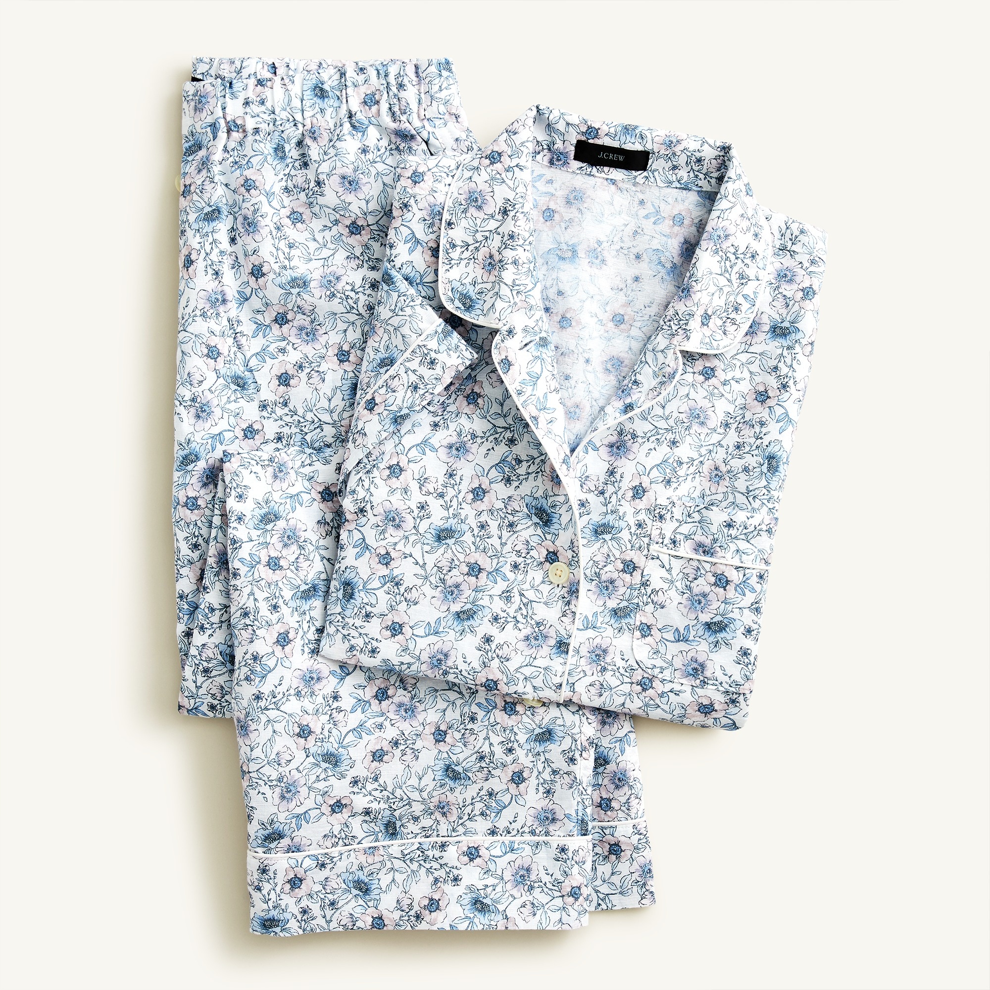 J.Crew Cotton poplin long-sleeve pajama set in blooming floral - ShopStyle