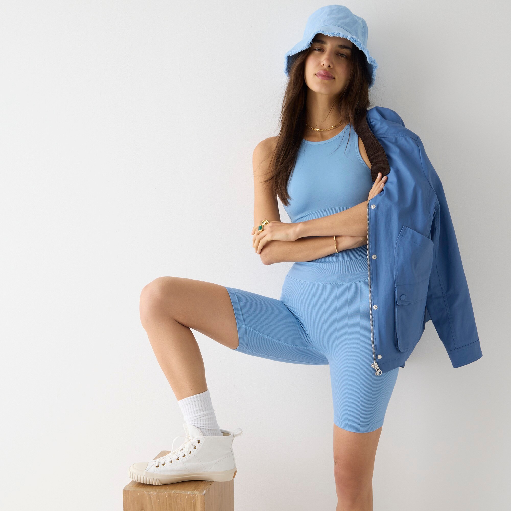 SculptStretch high-rise ribbed bike short