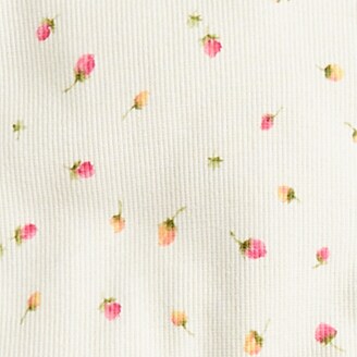 Scoopneck ribbed cardigan top in rosebud print MOUNTAIN WHITE j.crew: scoopneck ribbed cardigan top in rosebud print for women