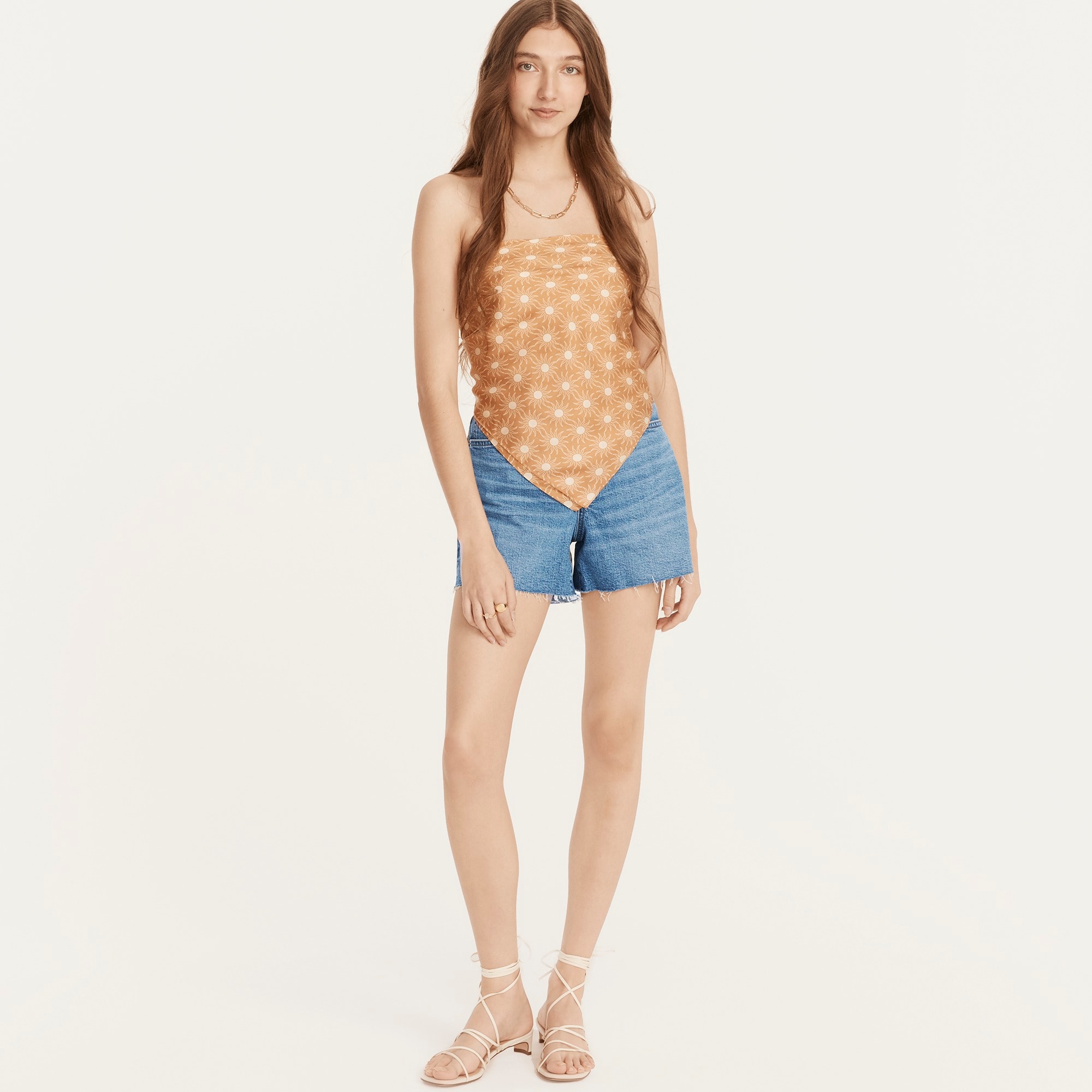 High-rise denim short in Juniper wash