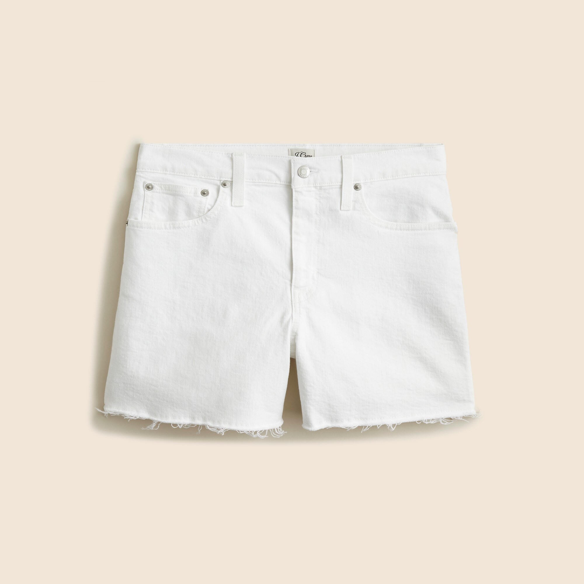 High-rise denim short in white