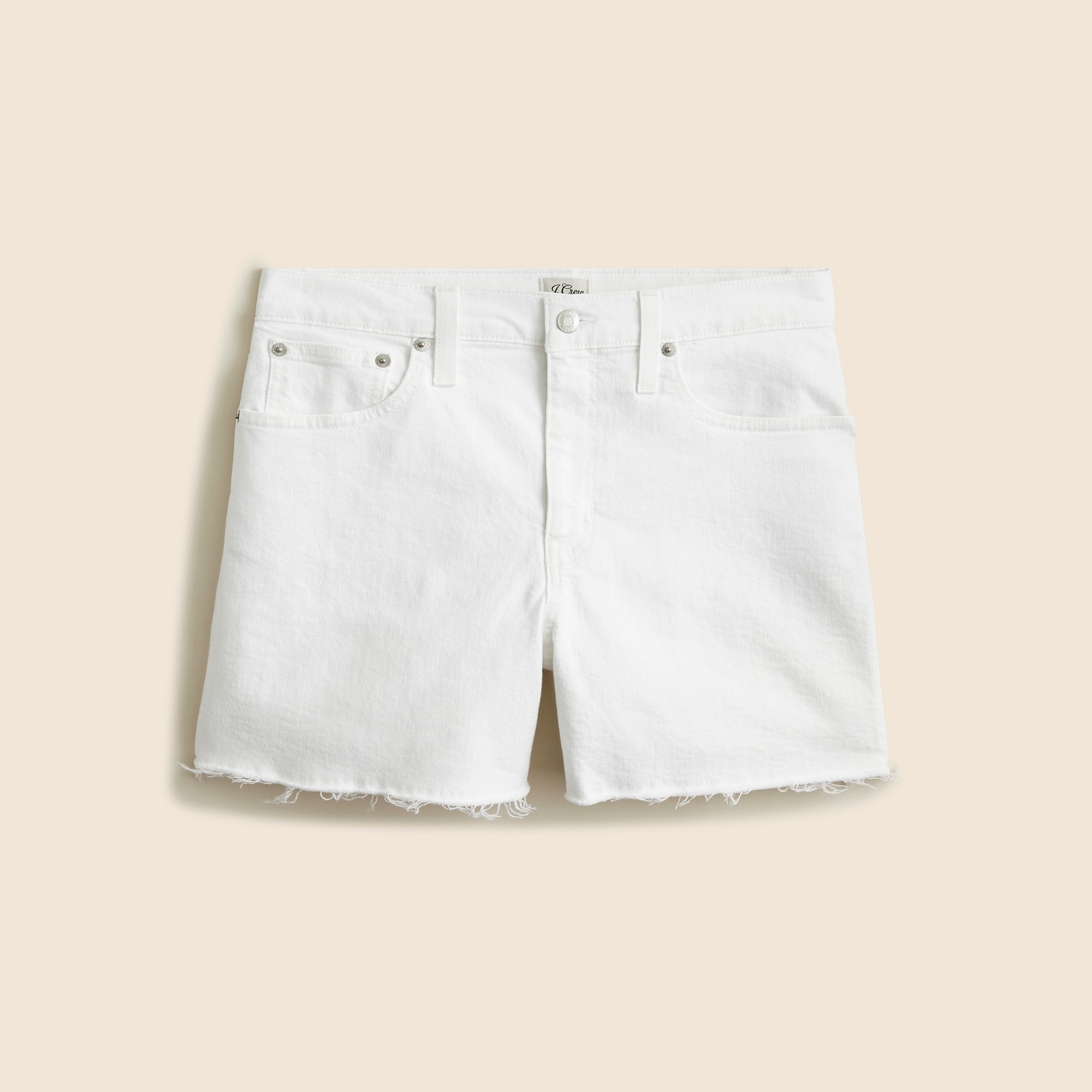 High-rise denim short in white