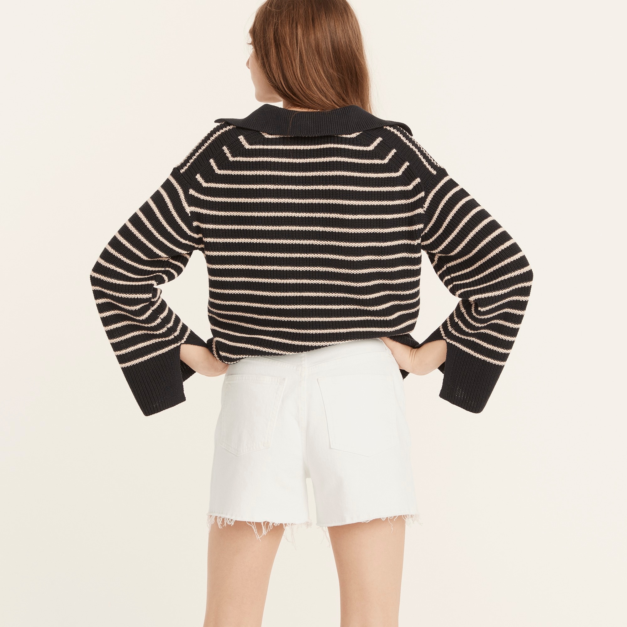High-rise denim short in white - image 5